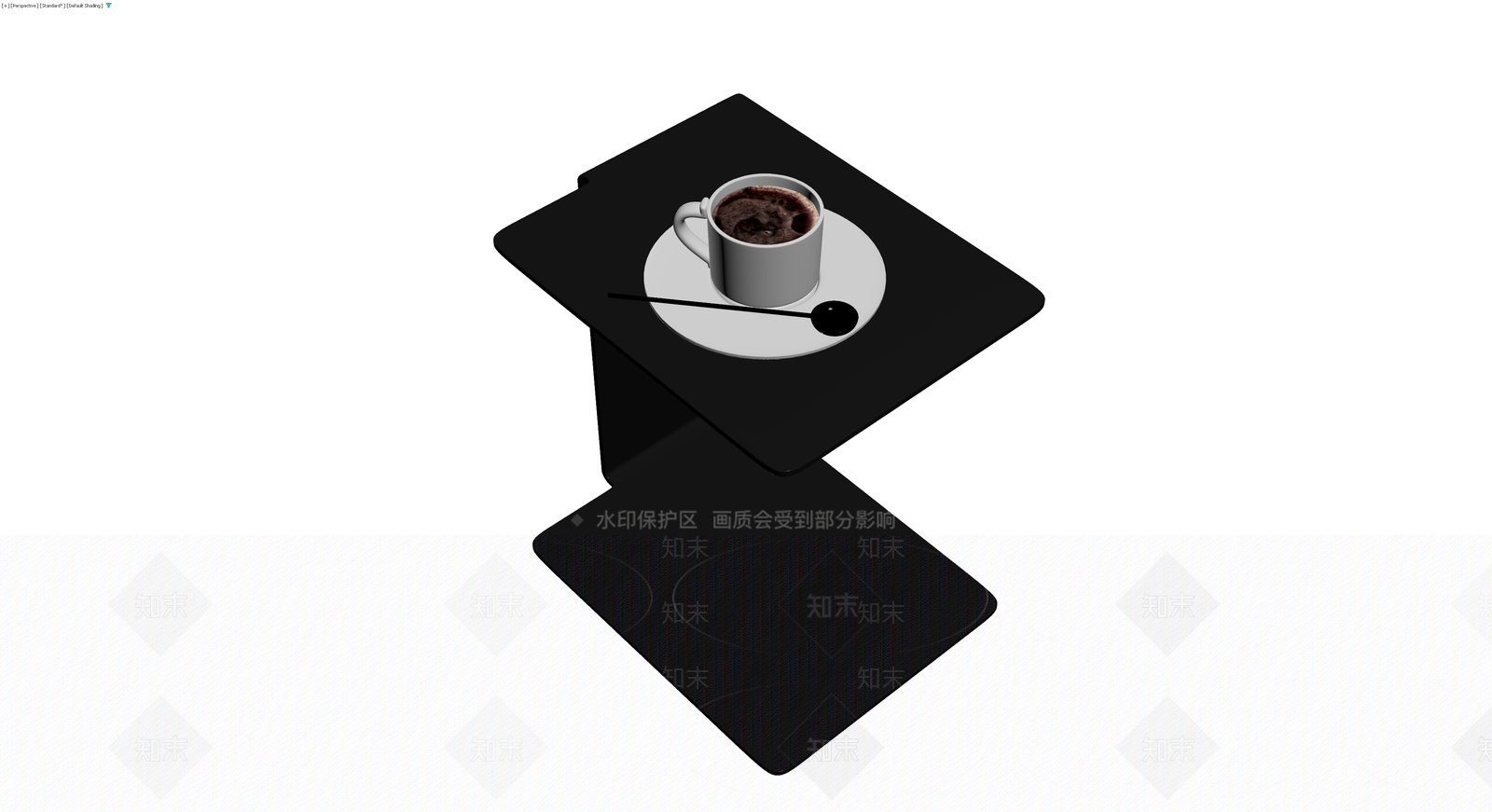 黑色造型边几配咖啡杯3D模型下载【ID:1230403969】