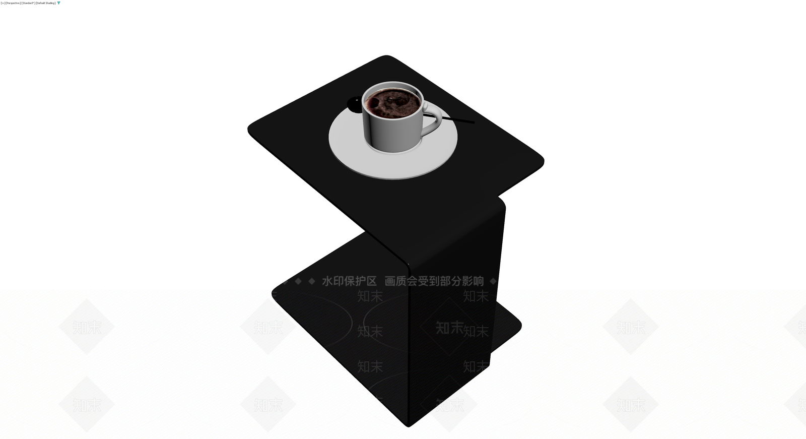 黑色造型边几配咖啡杯3D模型下载【ID:1230403969】