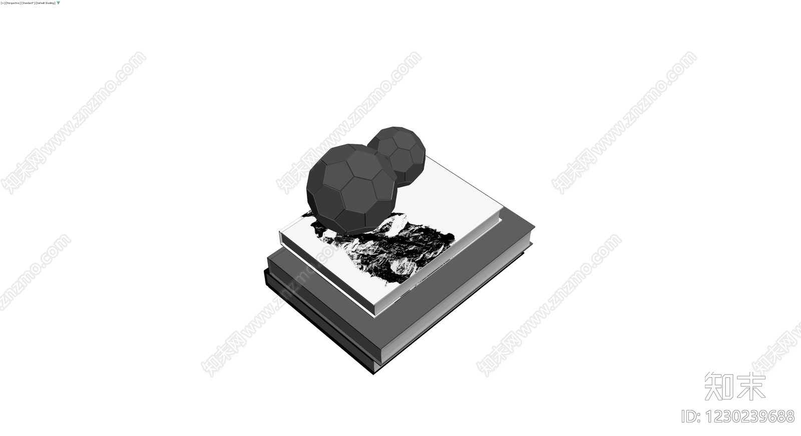 书籍与几何石组合3D模型下载【ID:1230239688】