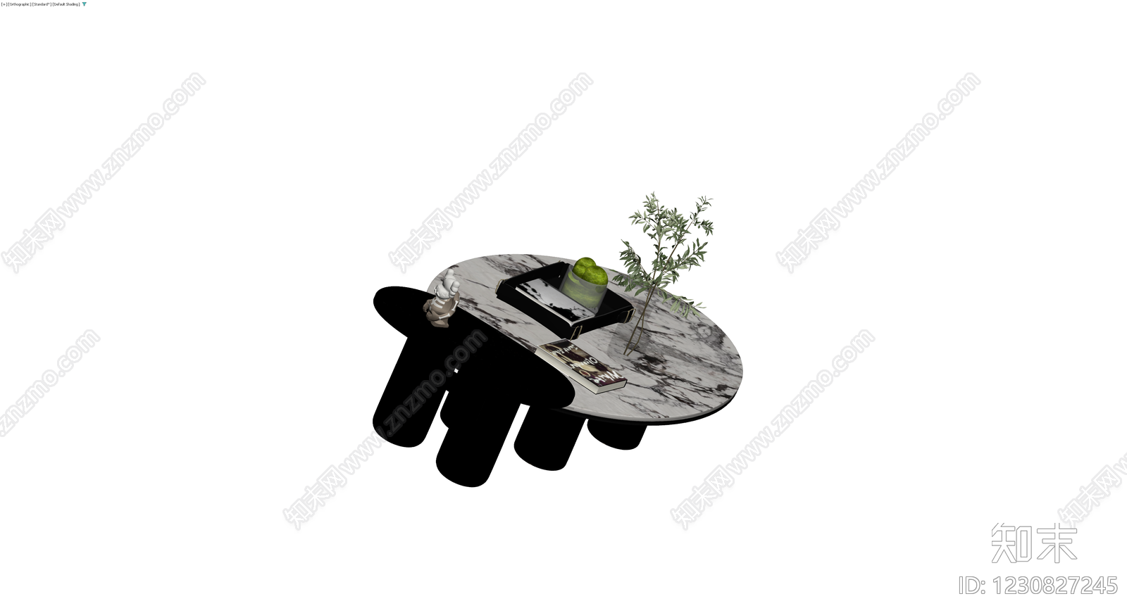 大理石茶几与边几组合3D模型下载【ID:1230827245】
