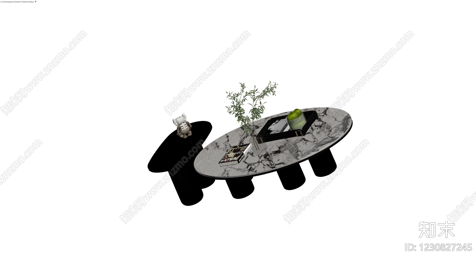 大理石茶几与边几组合3D模型下载【ID:1230827245】