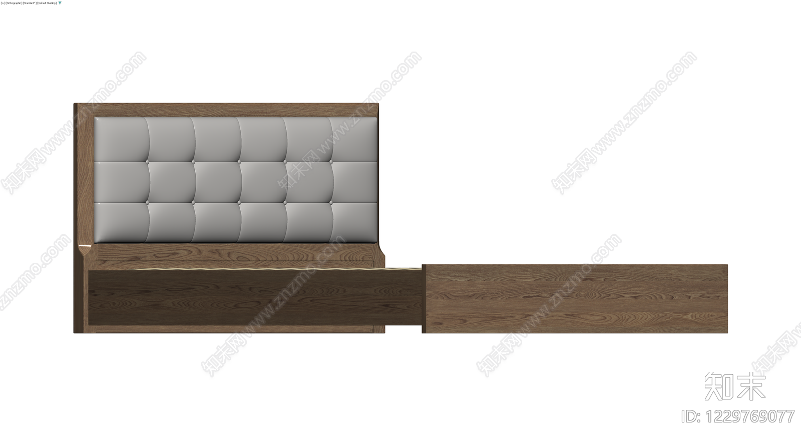 深色木框软包床3D模型下载【ID:1229769077】