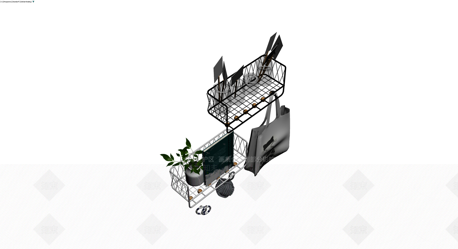 黑白猫图案收纳挂架3D模型下载【ID:1230596662】
