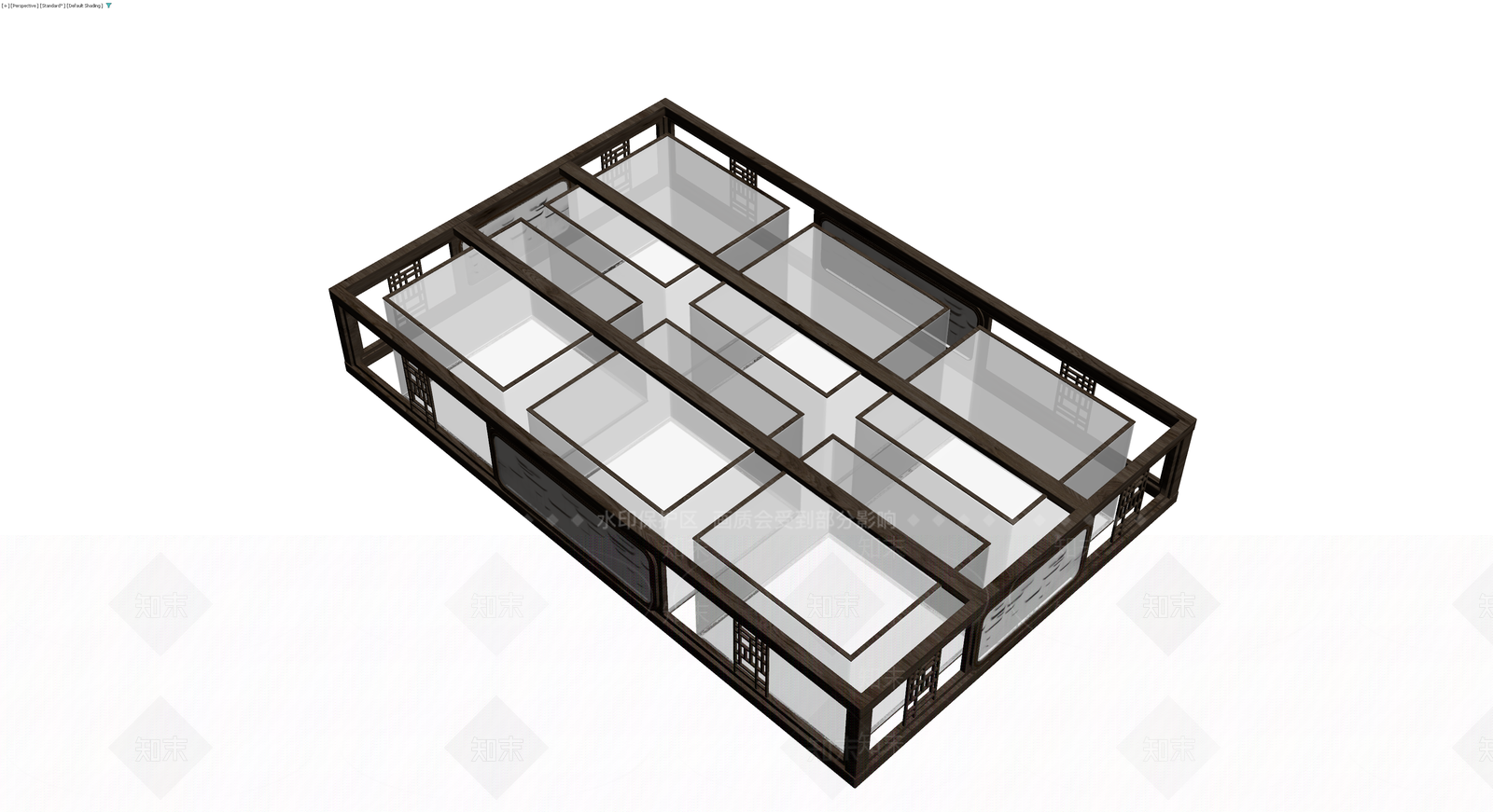 中式木质隔断屏风3D模型下载【ID:1229945144】