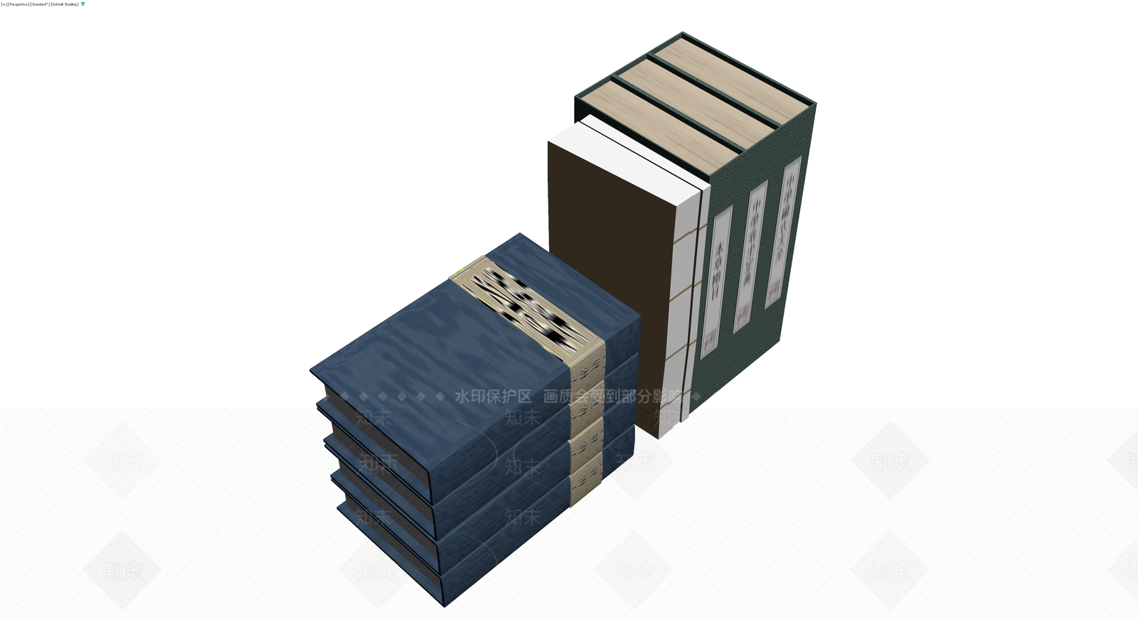 中式古籍书籍组合3D模型下载【ID:1230622769】
