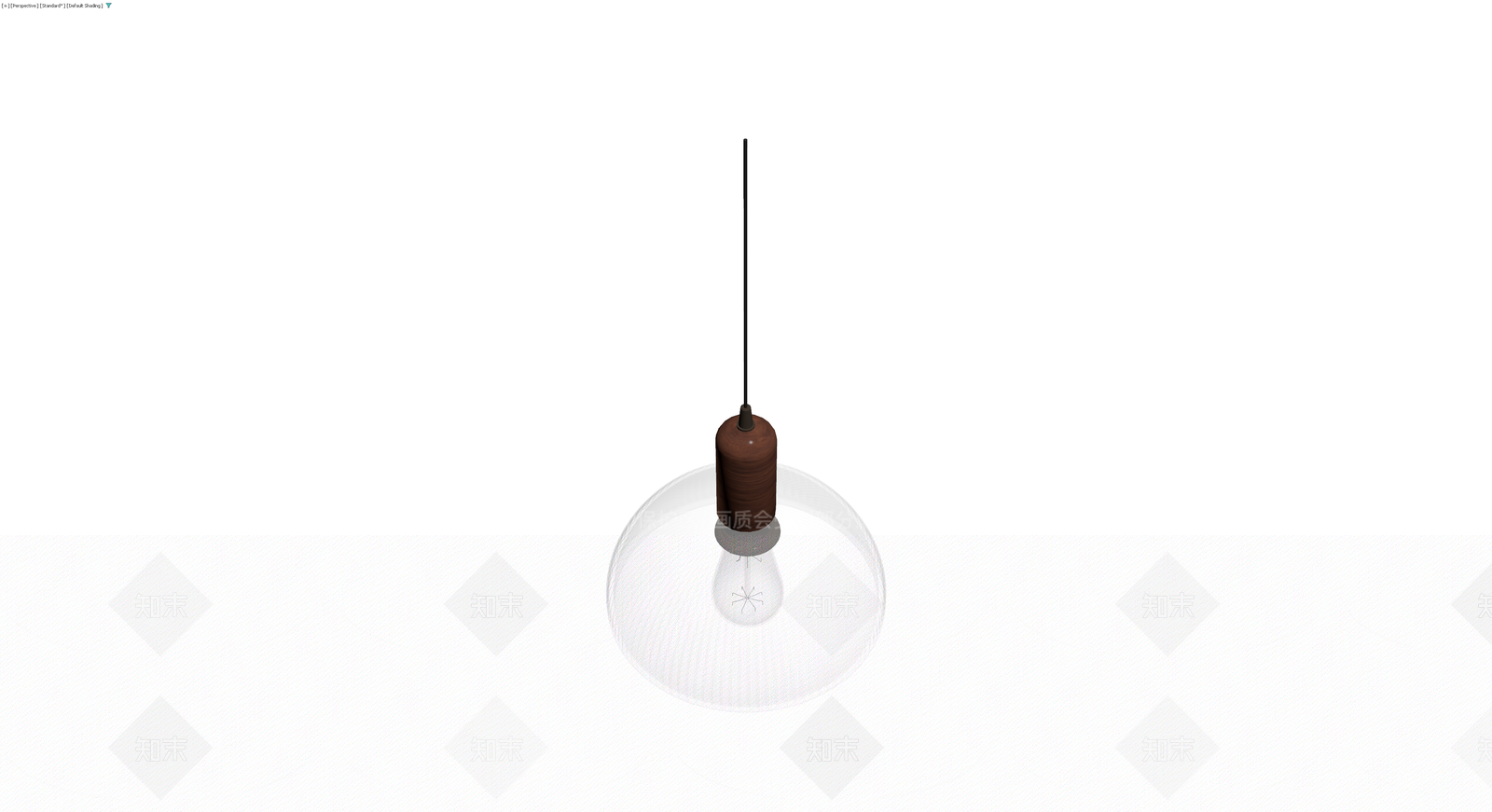 木质吊灯带灯罩灯泡3D模型下载【ID:1230591949】