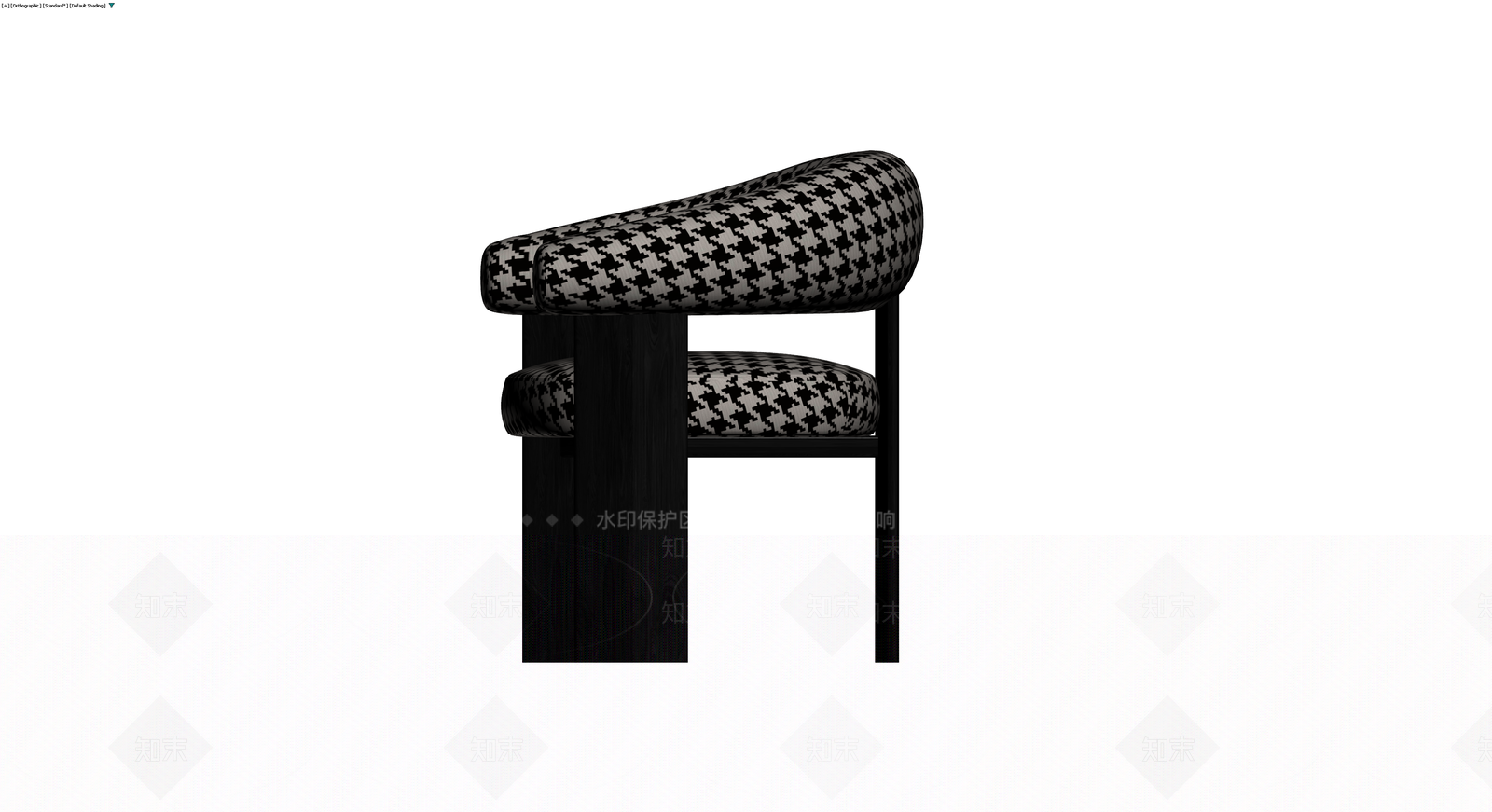 黑白千鸟格扶手椅3D模型下载【ID:1230347205】