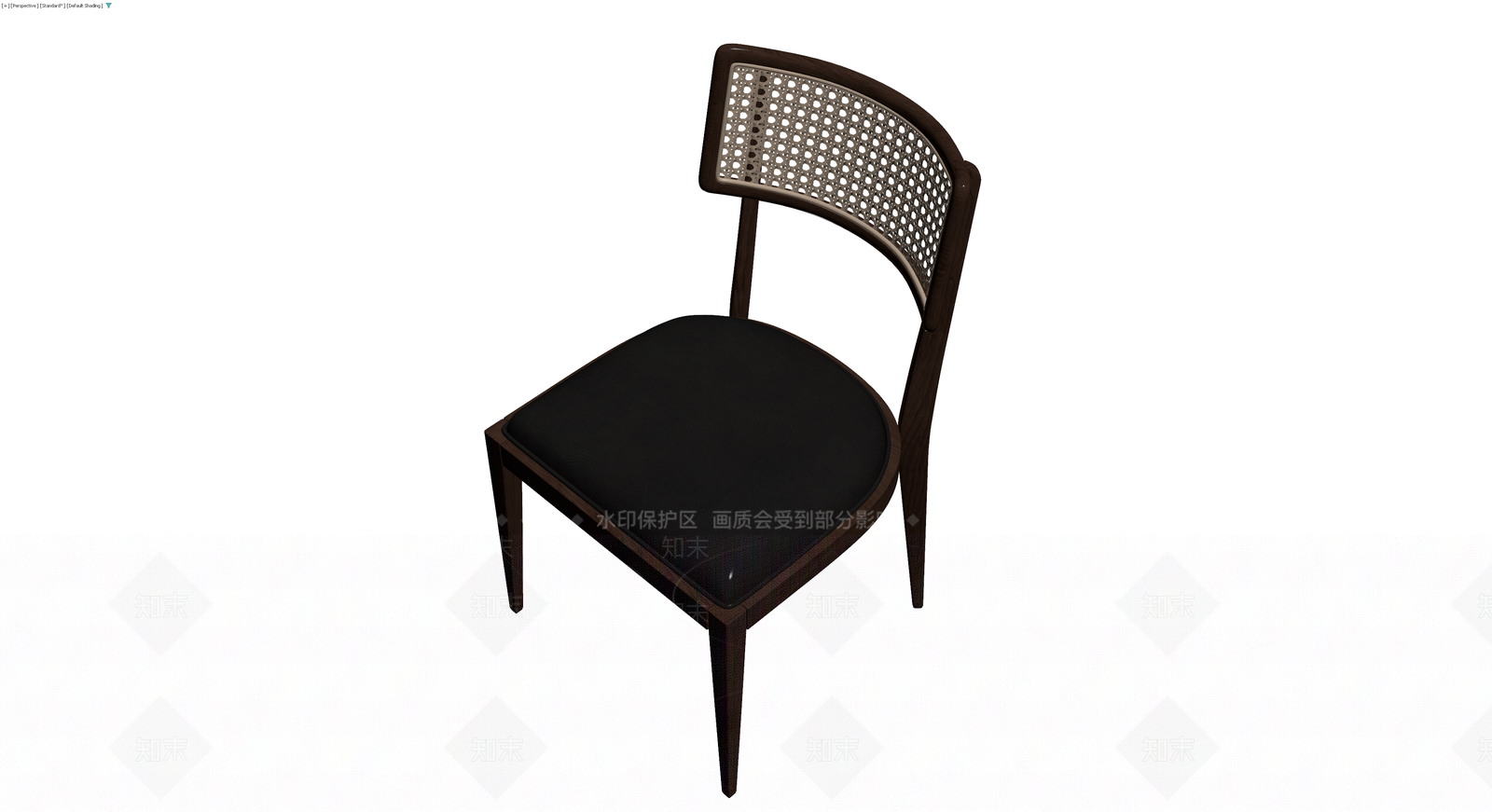 深色木质藤编餐椅3D模型下载【ID:1230357510】