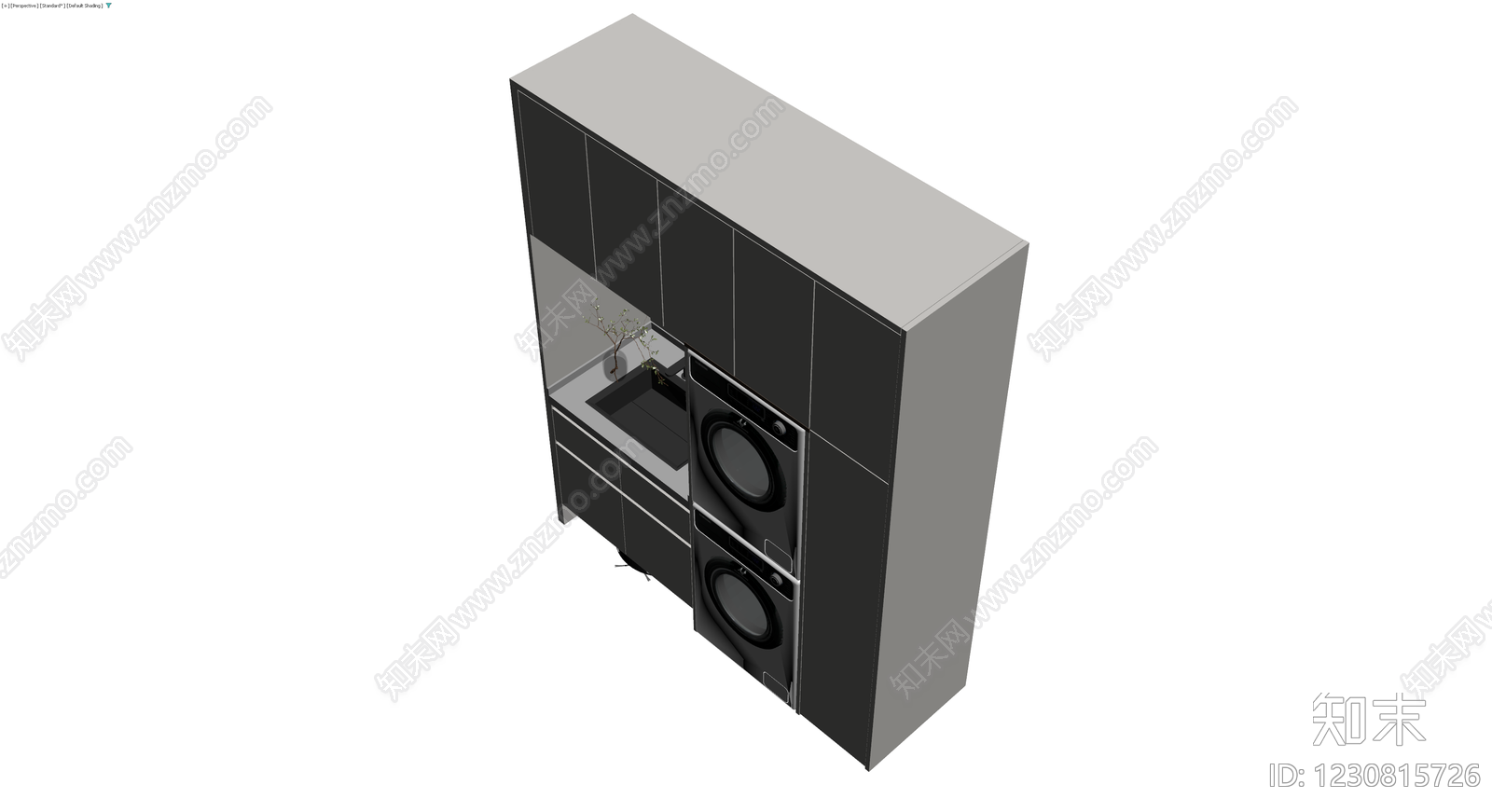 灰模洗衣柜组合体3D模型下载【ID:1230815726】