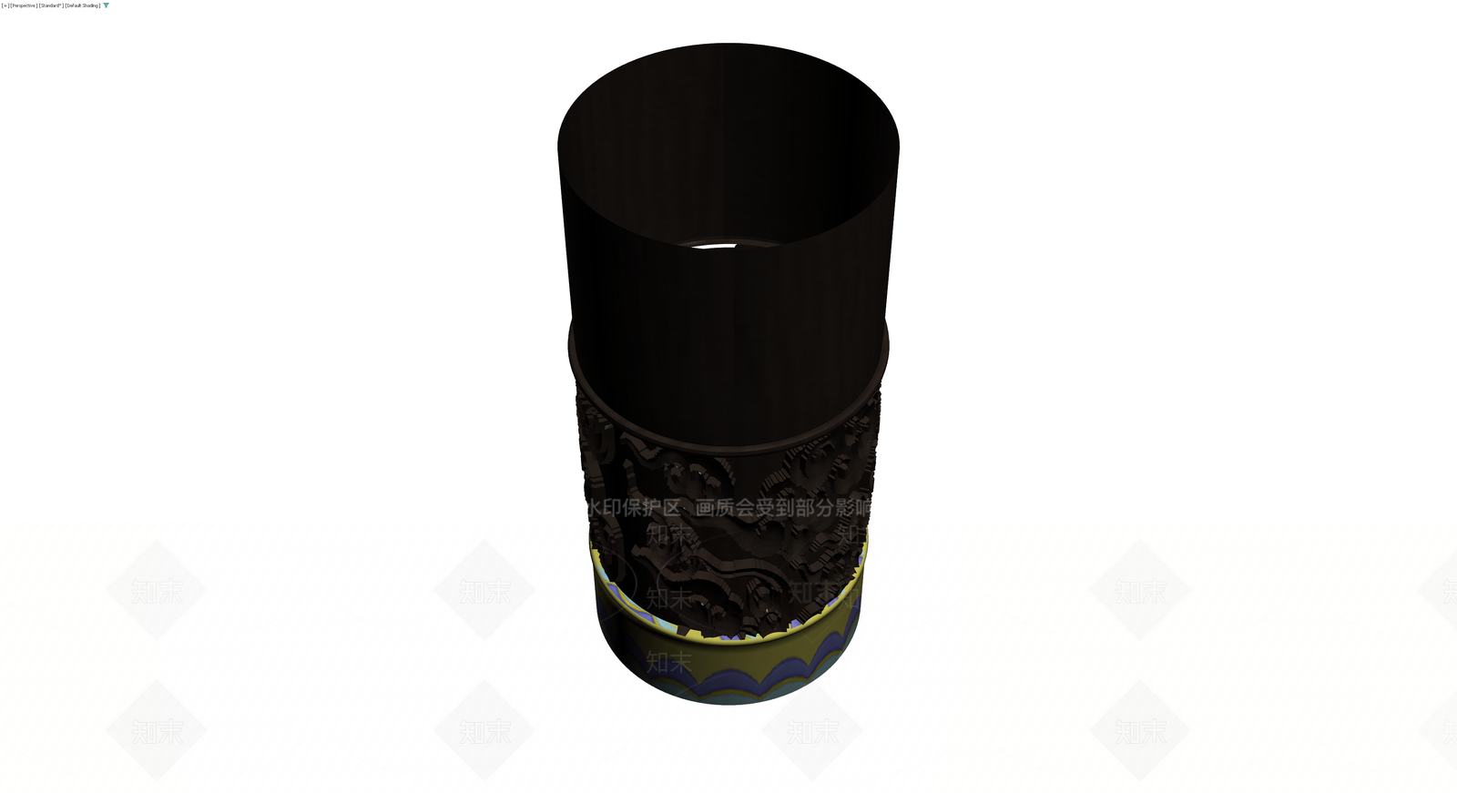 黑漆镂空雕花笔筒3D模型下载【ID:1230004991】