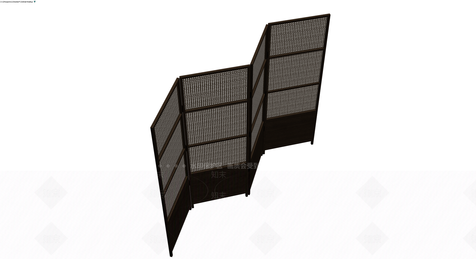 深色藤编四折屏风3D模型下载【ID:1230576771】