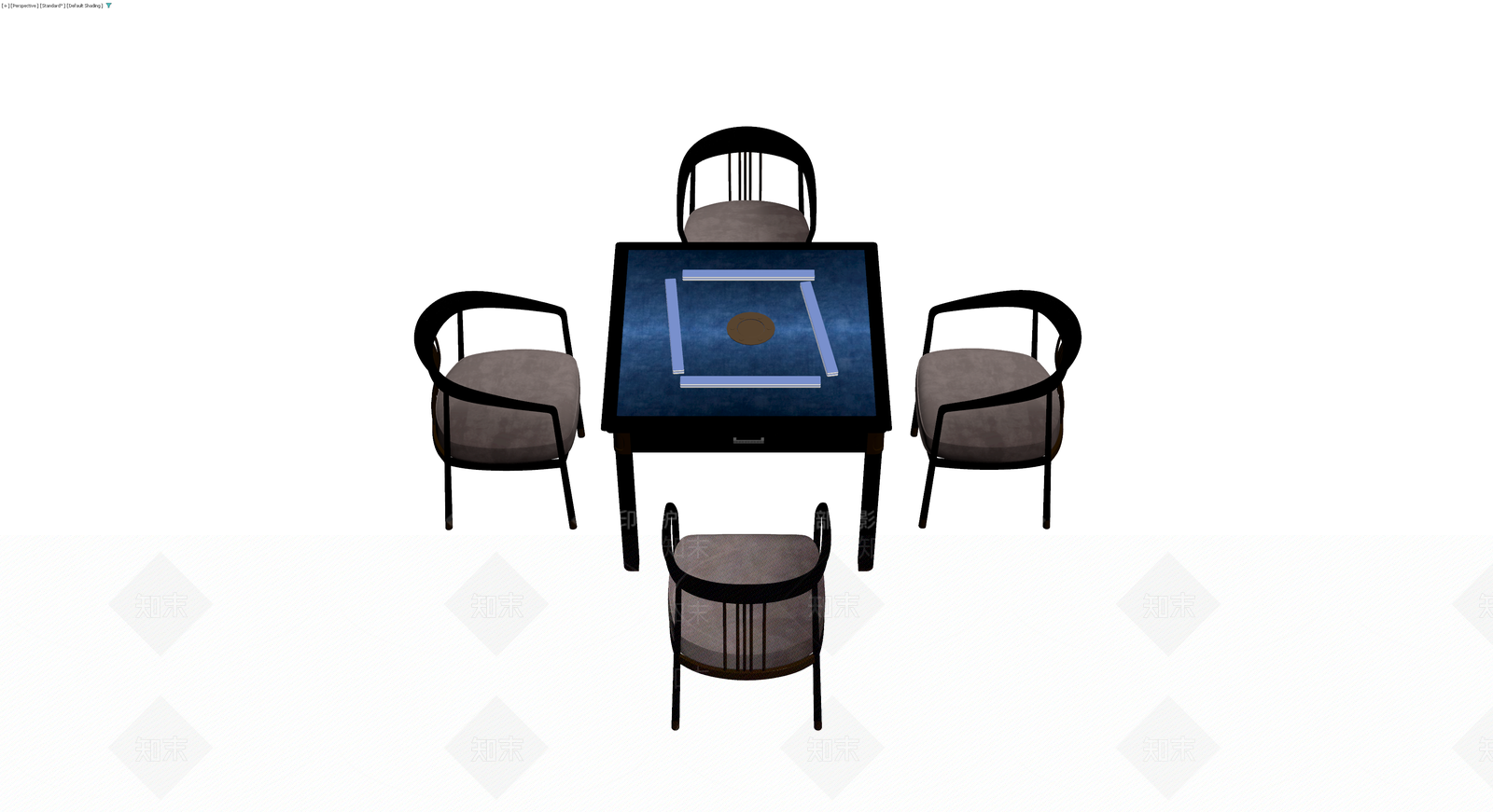 中式方桌配四椅组合3D模型下载【ID:1229877708】