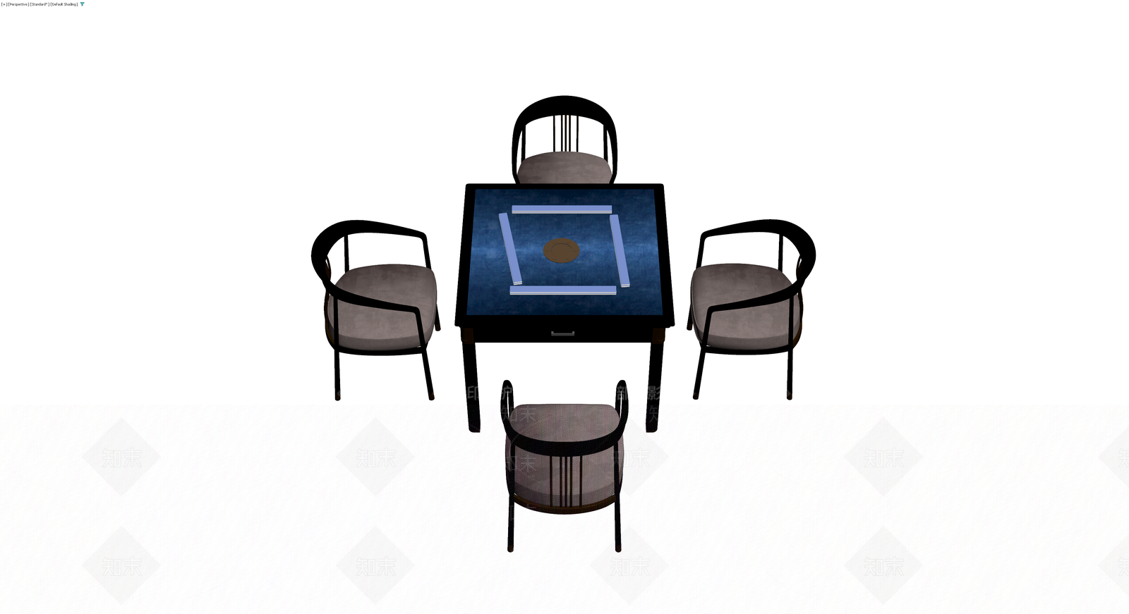 中式方桌配四椅组合3D模型下载【ID:1229877708】