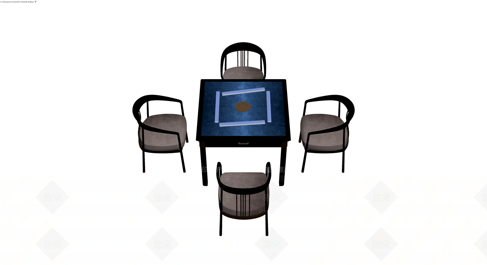 中式方桌配四椅组合3D模型下载【ID:1229877708】