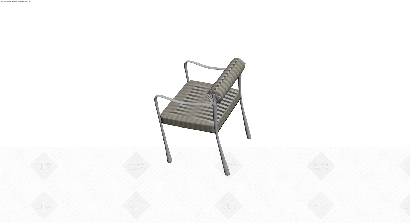 条纹软包金属扶手椅3D模型下载【ID:1229996883】