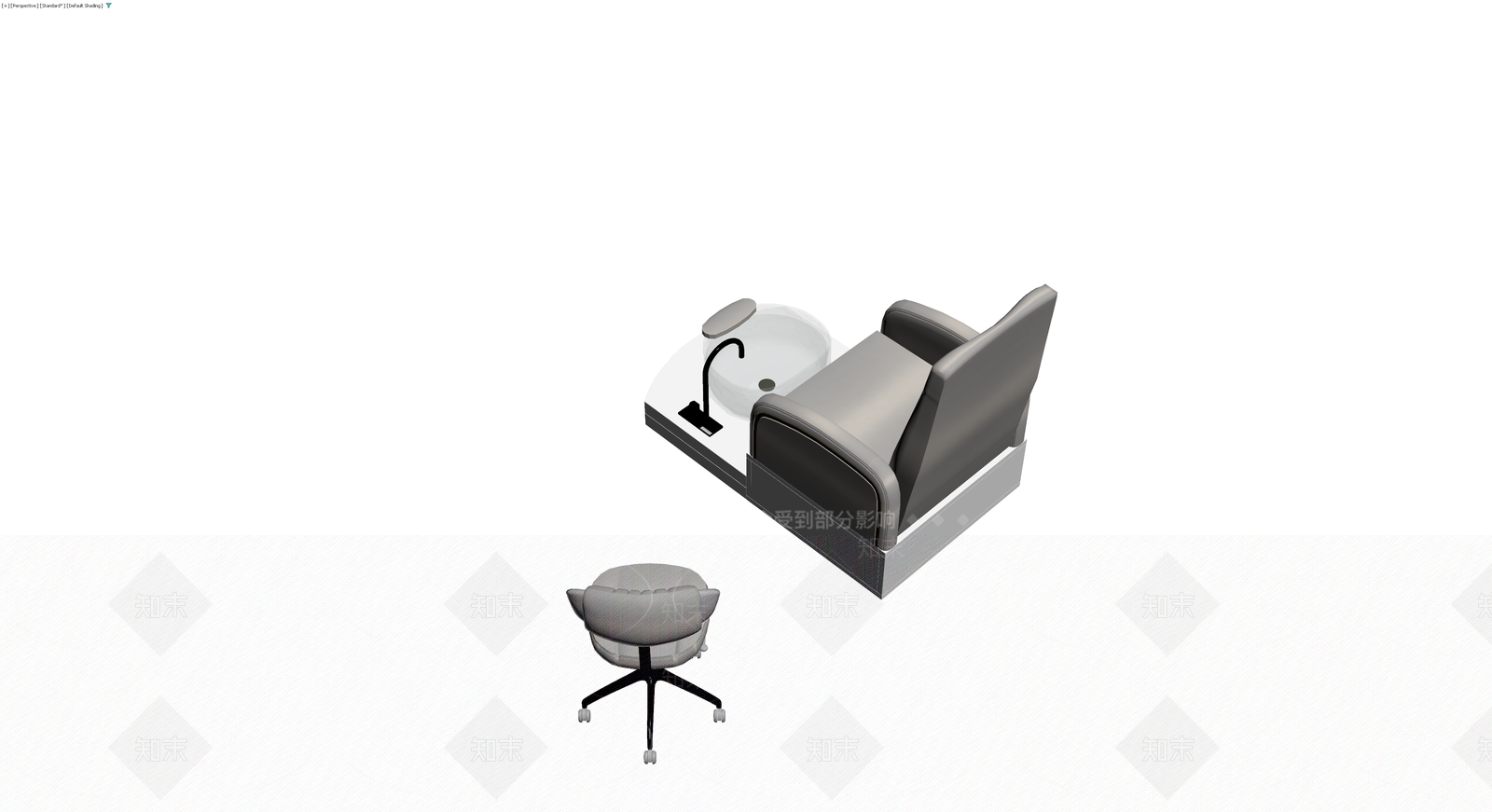灰色美甲椅带盆3D模型下载【ID:1229862925】
