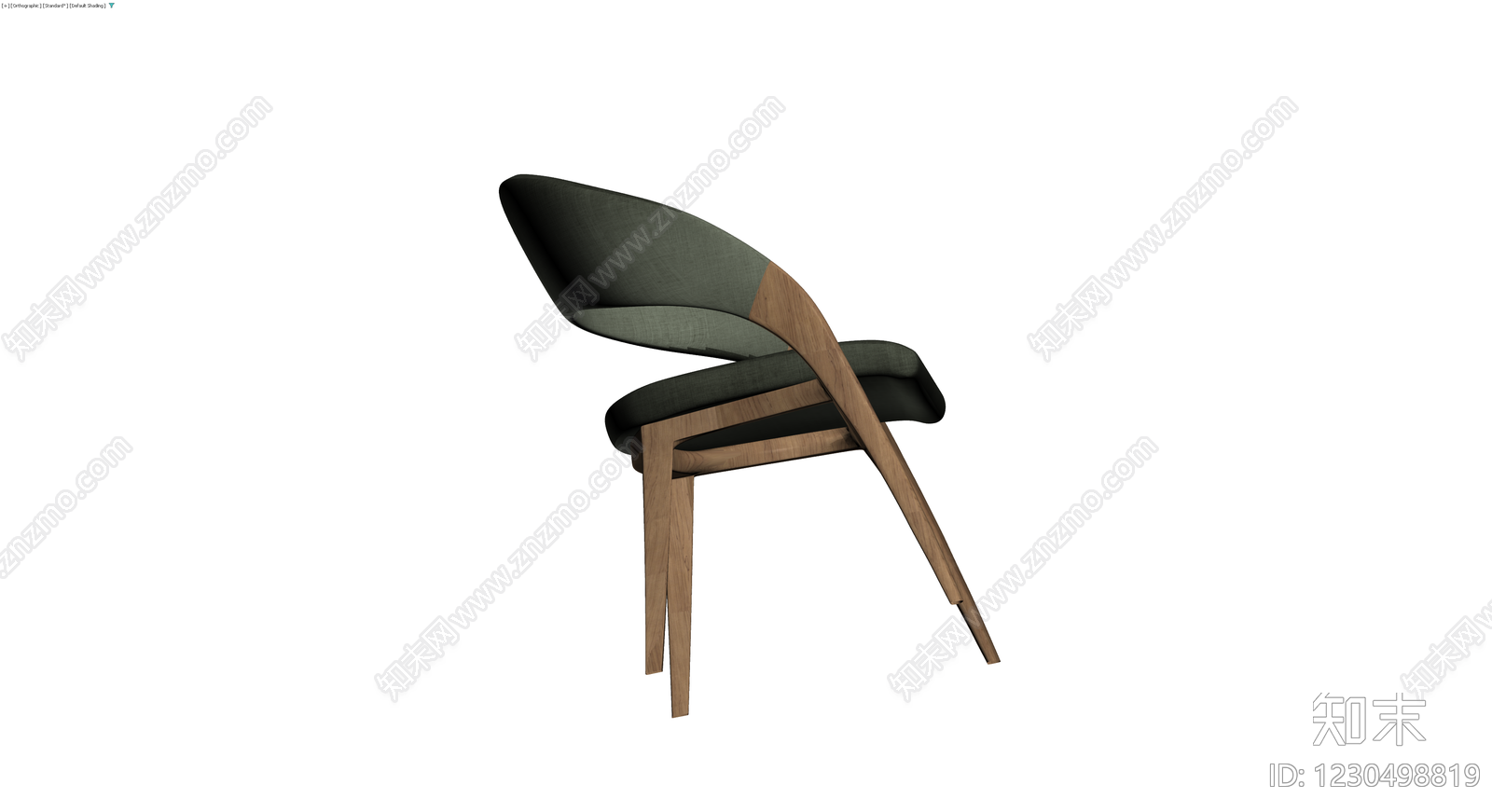墨绿布艺木质餐椅3D模型下载【ID:1230498819】