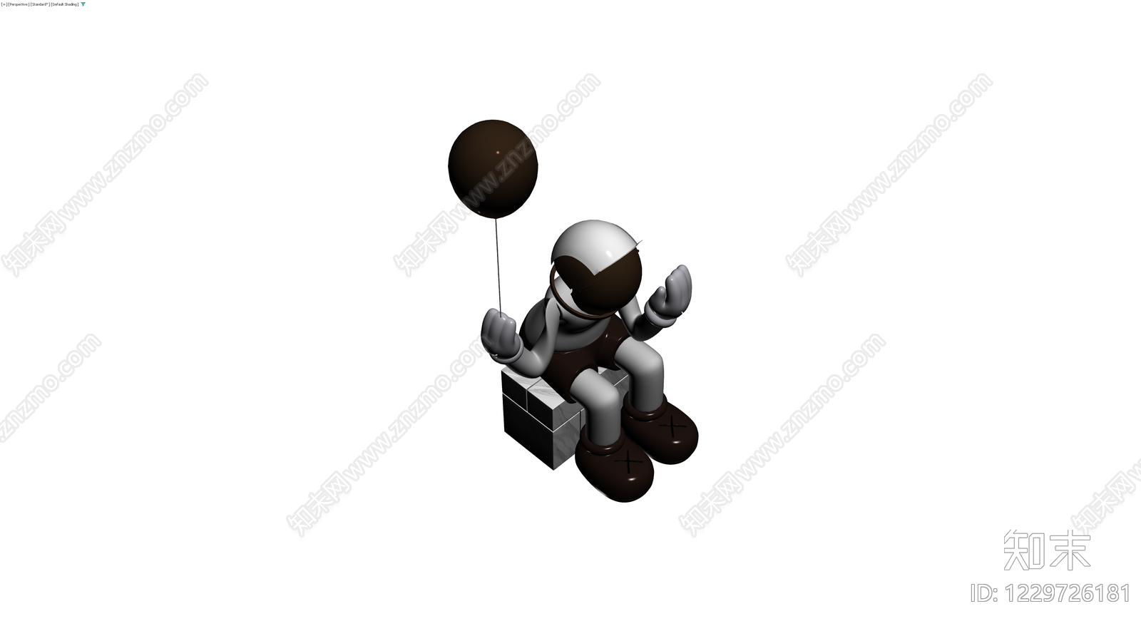 宇航员坐凳雕塑3D模型下载【ID:1229726181】