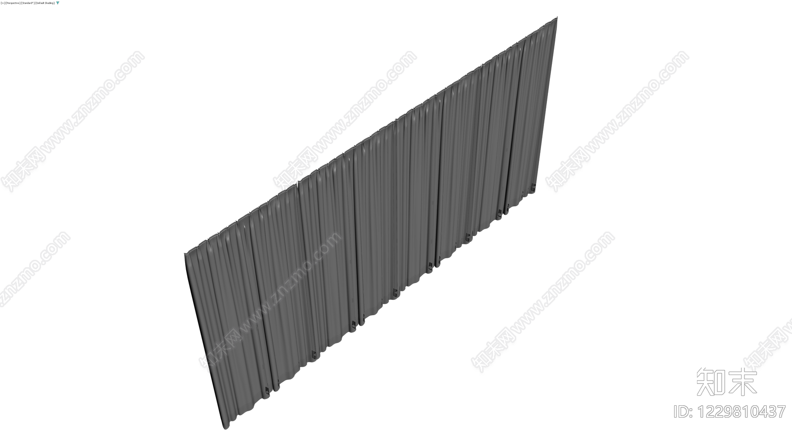 灰色褶皱布艺窗帘3D模型下载【ID:1229810437】