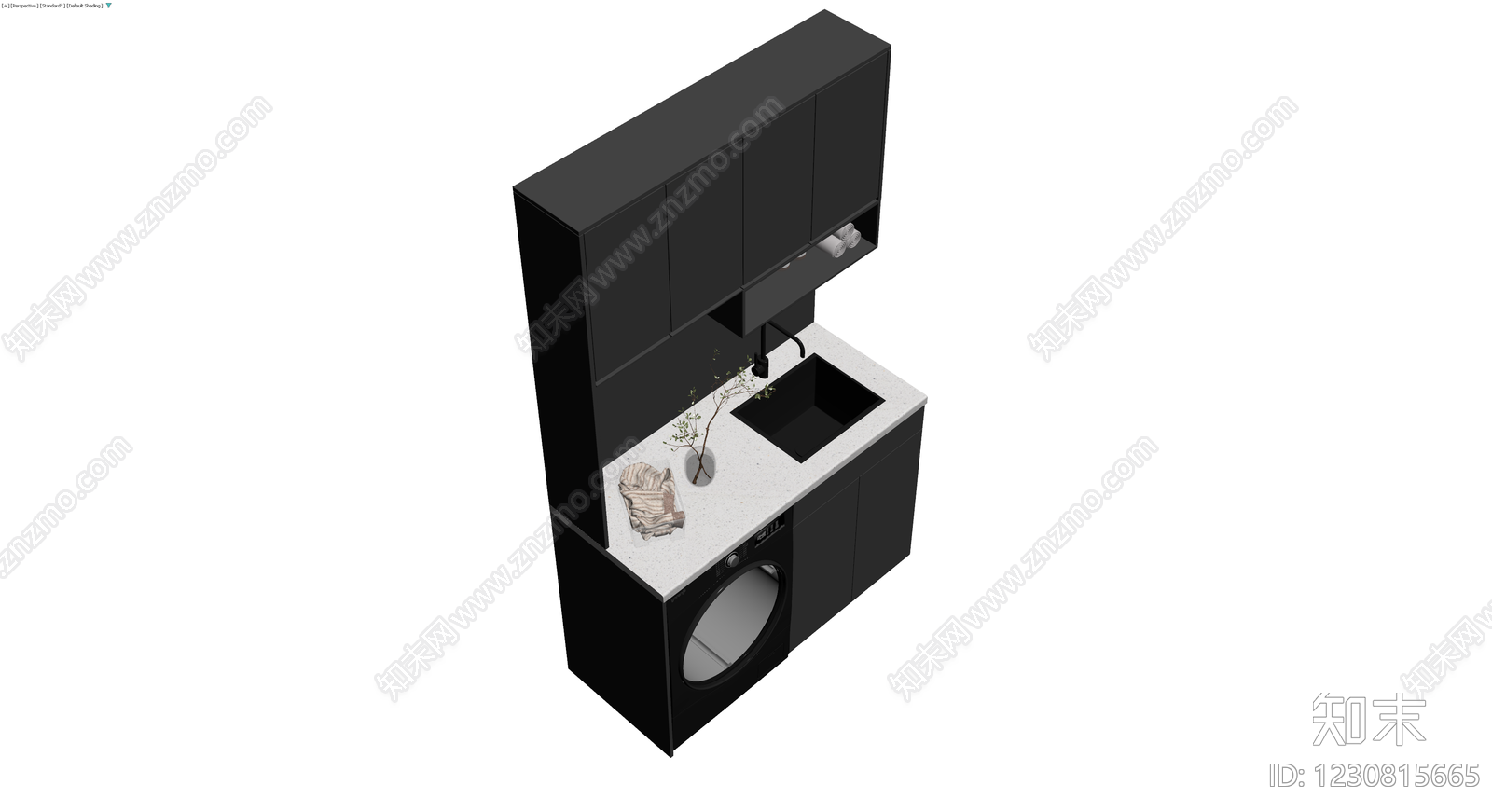 黑色系洗衣柜组合3D模型下载【ID:1230815665】