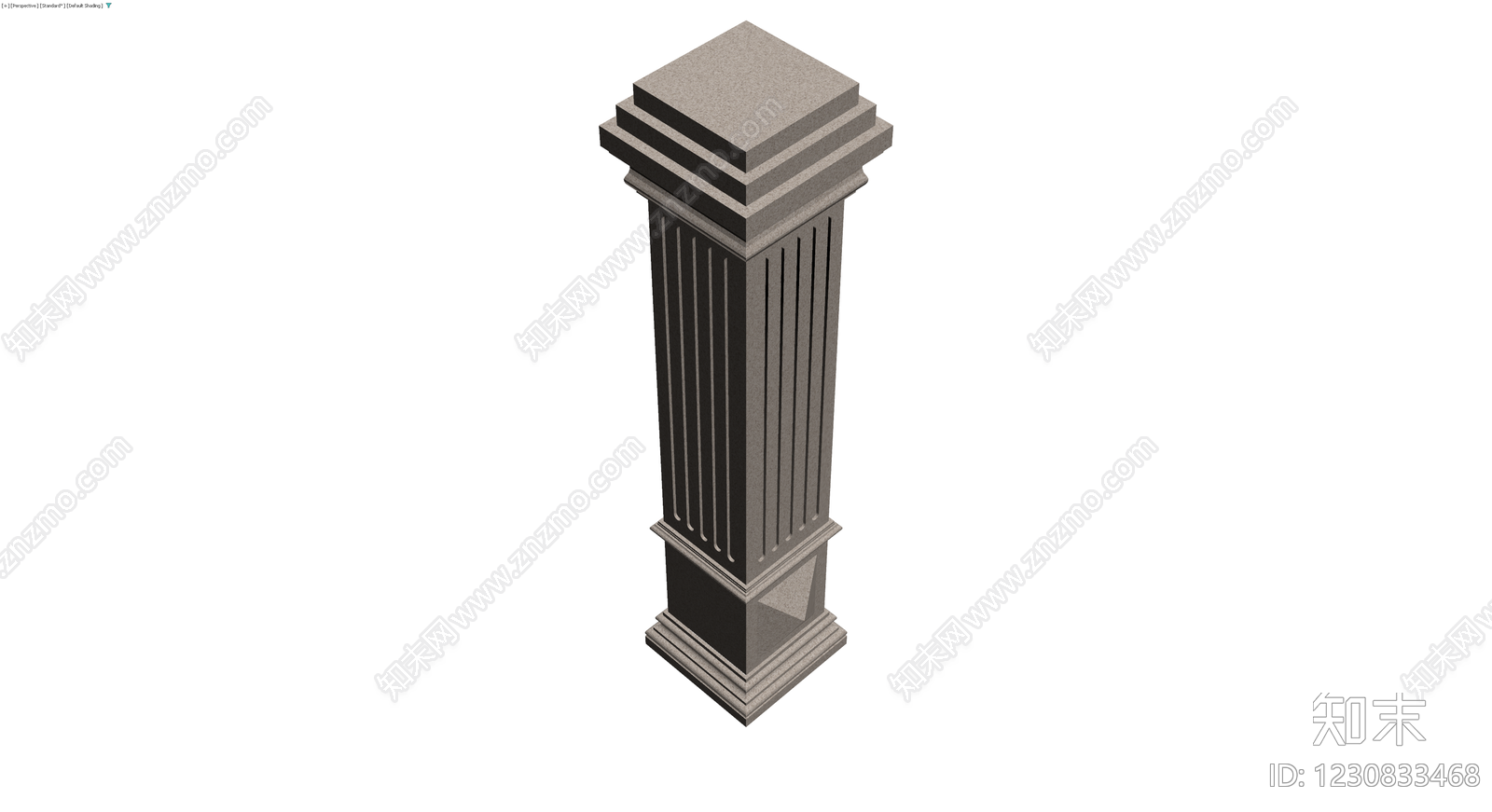 方形凹槽石柱3D模型下载【ID:1230833468】