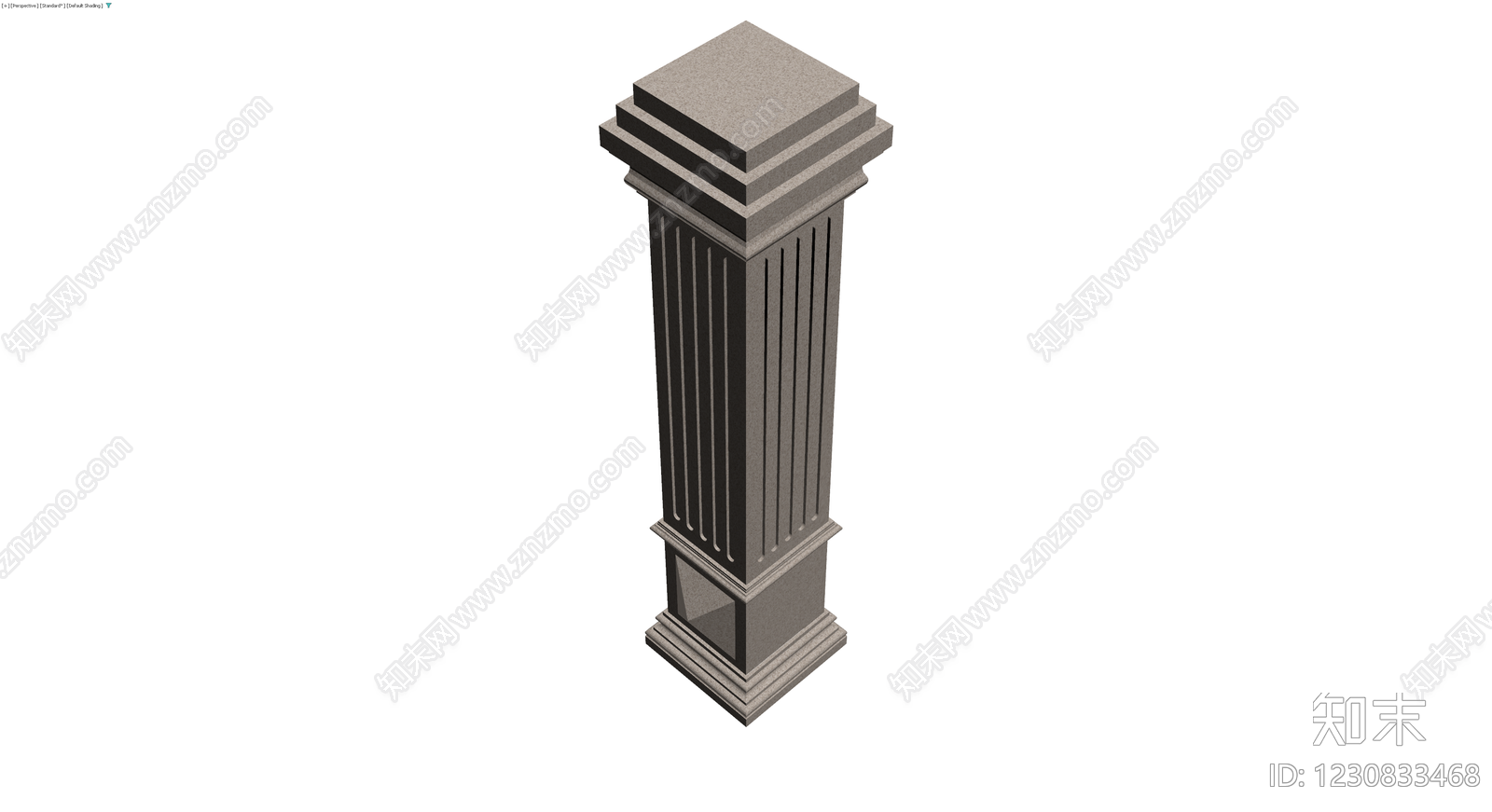 方形凹槽石柱3D模型下载【ID:1230833468】
