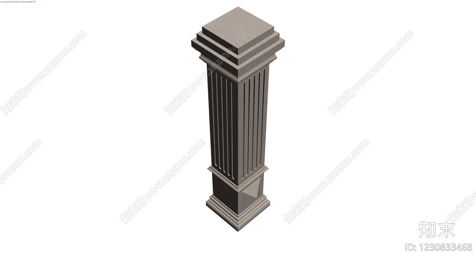 方形凹槽石柱3D模型下载【ID:1230833468】