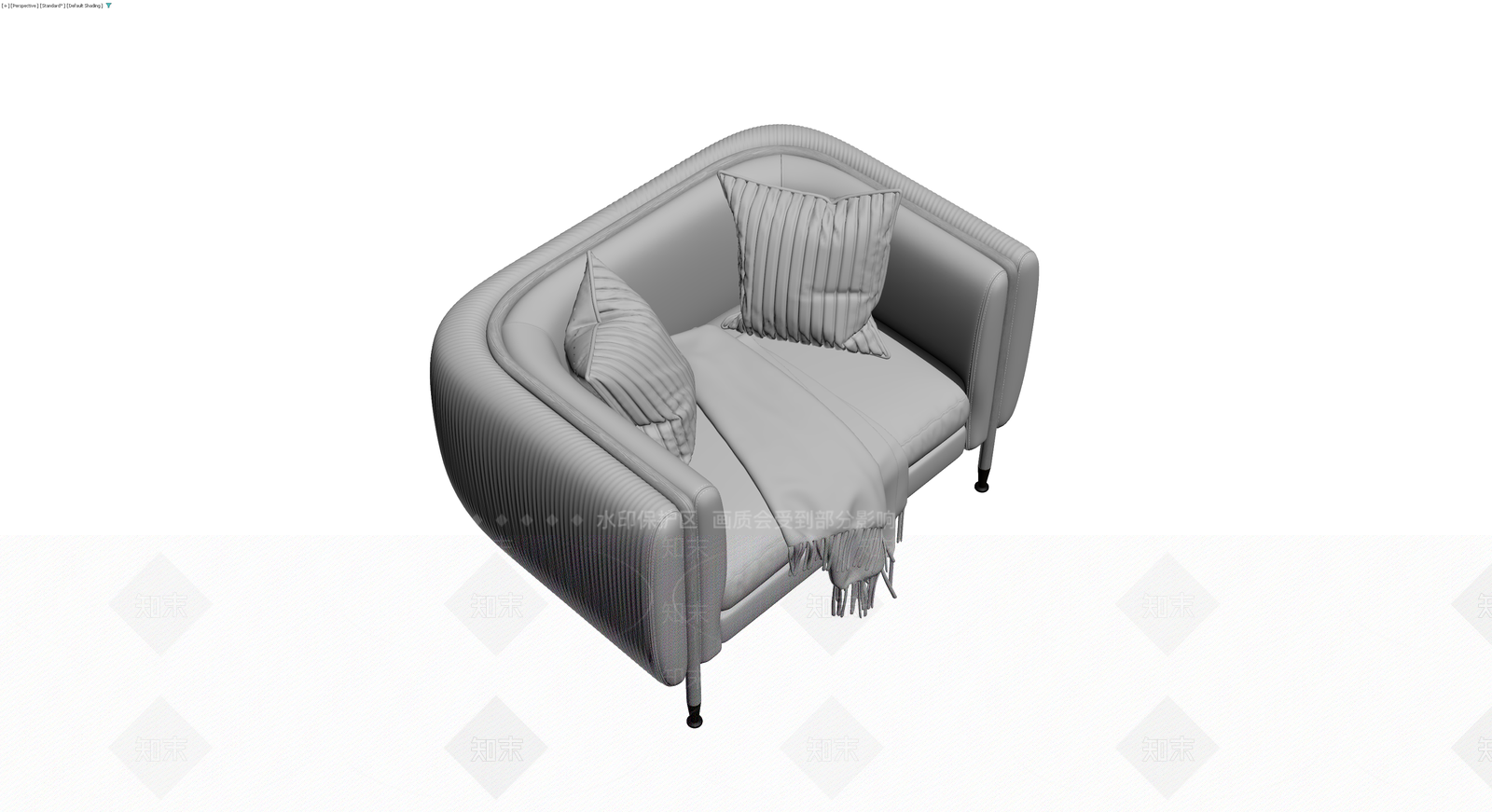 现代弧形布艺沙发3D模型下载【ID:1230388554】
