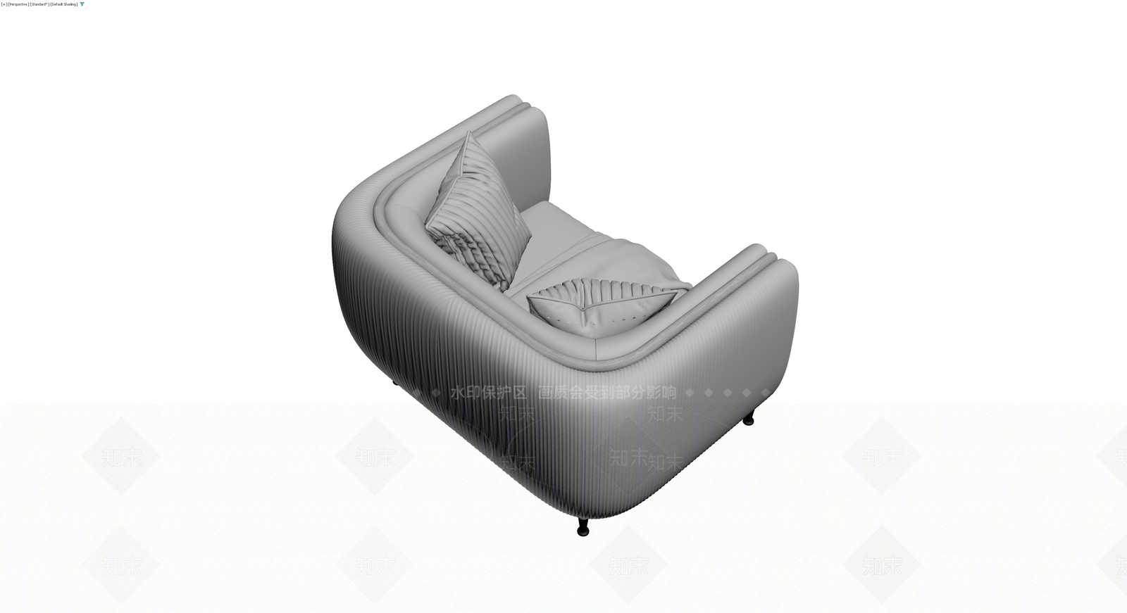 现代弧形布艺沙发3D模型下载【ID:1230388554】