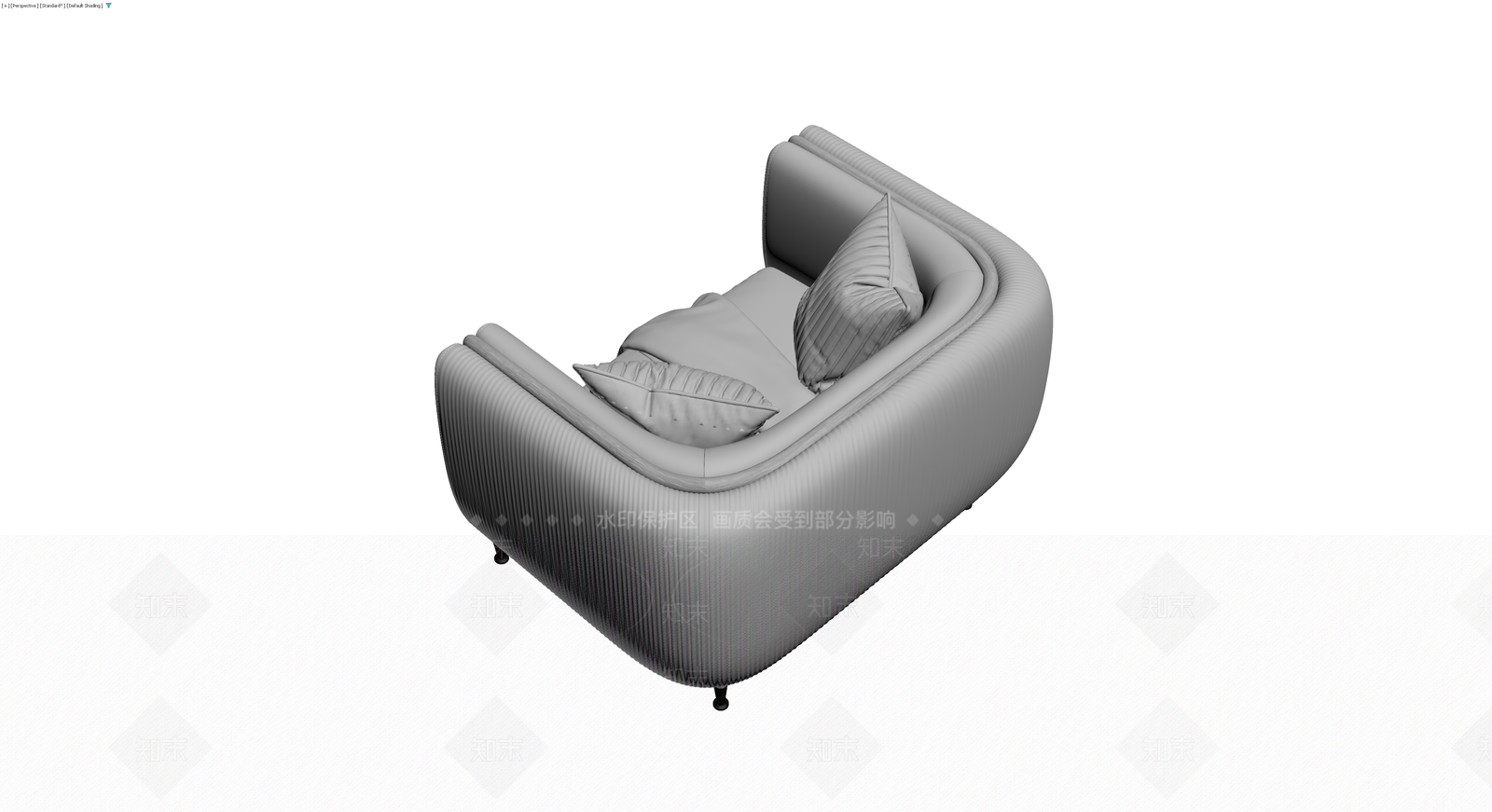 现代弧形布艺沙发3D模型下载【ID:1230388554】