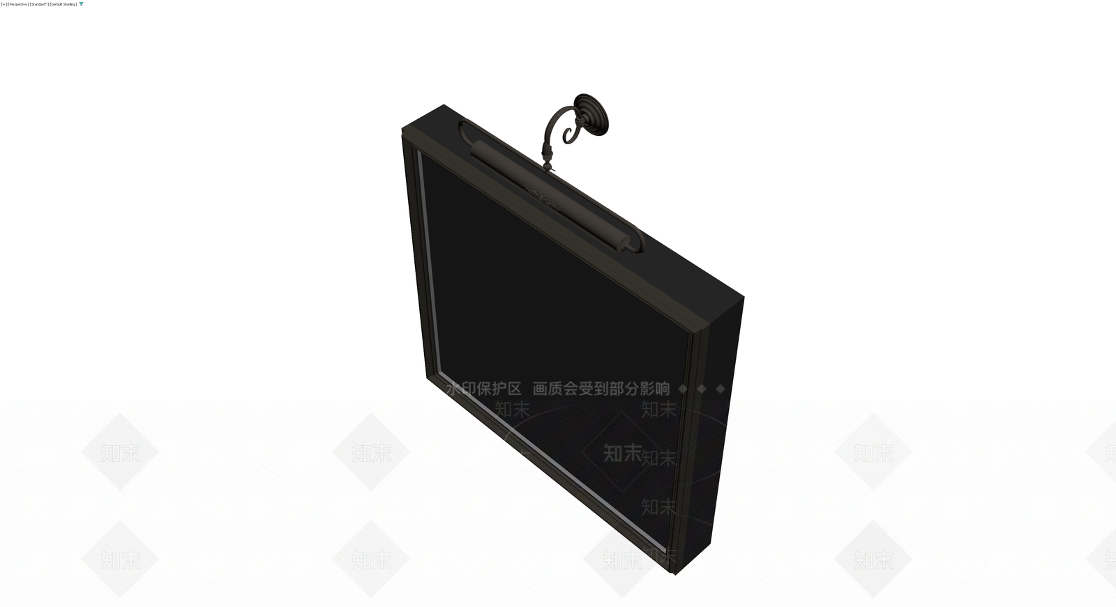 黑色边框带壁灯装饰画3D模型下载【ID:1230341609】