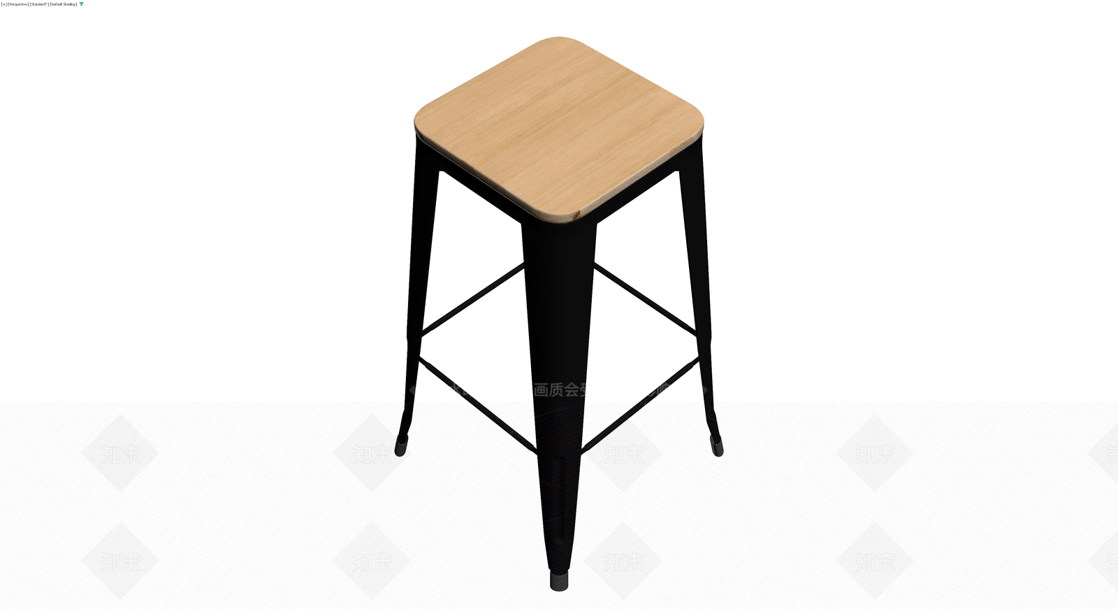 黑腿木质座面高脚凳3D模型下载【ID:1230730417】