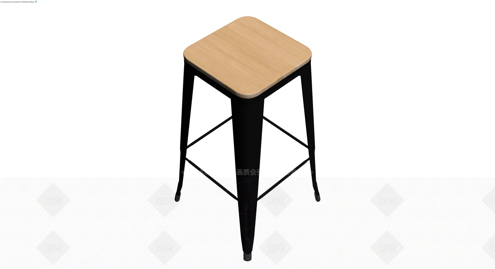 黑腿木质座面高脚凳3D模型下载【ID:1230730417】