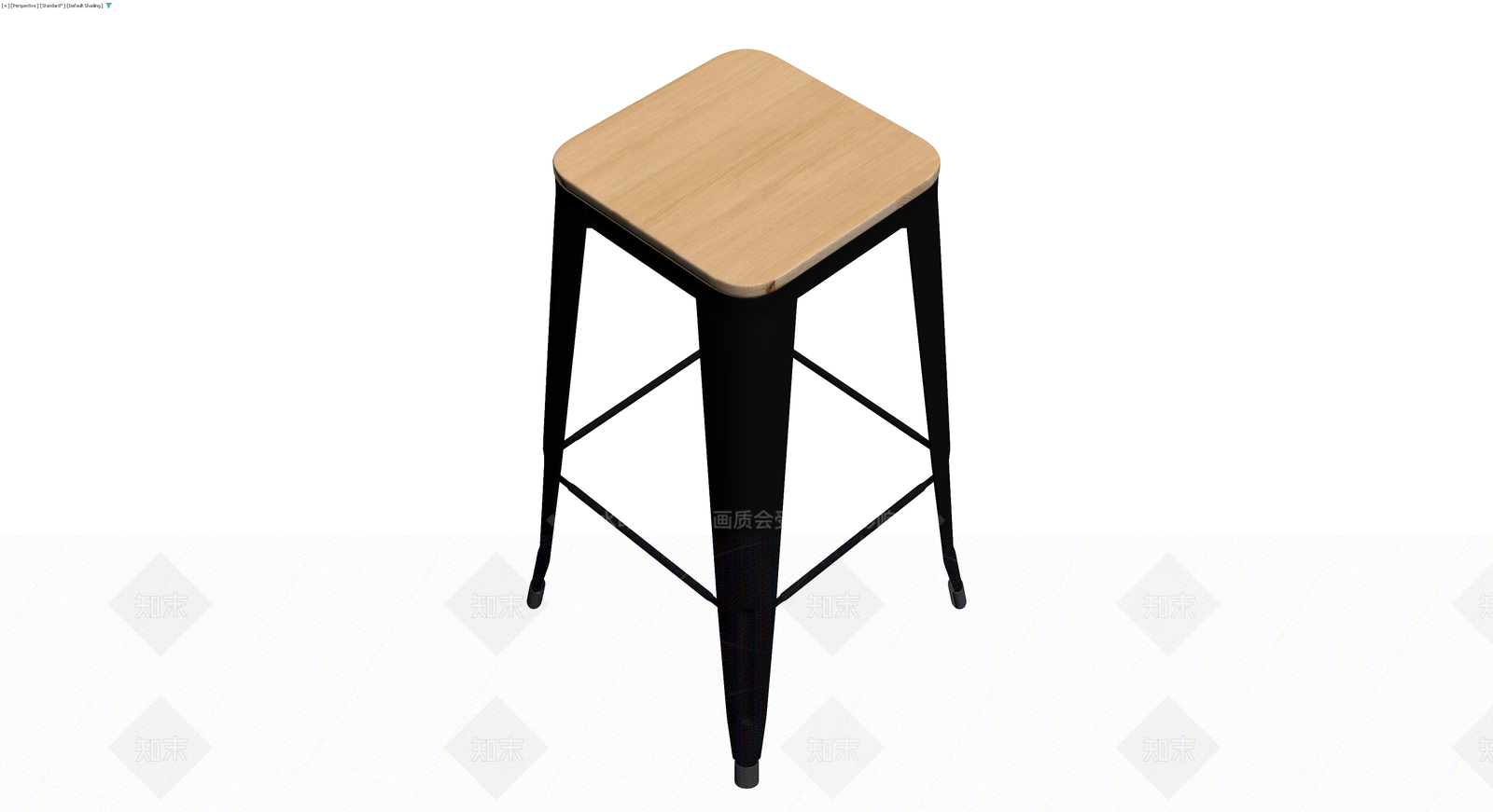 黑腿木质座面高脚凳3D模型下载【ID:1230730417】