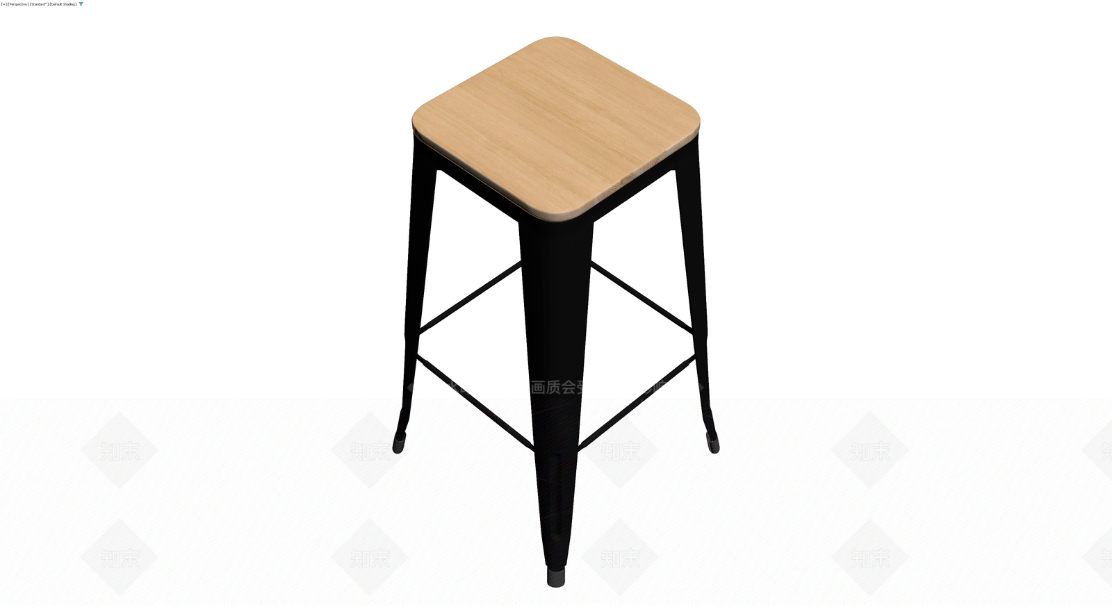 黑腿木质座面高脚凳3D模型下载【ID:1230730417】