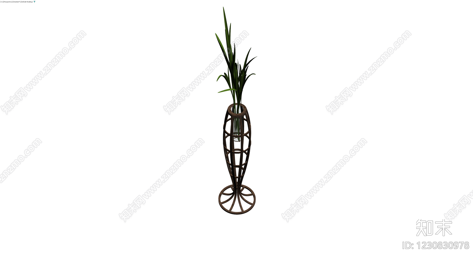 镂空金属落地花瓶3D模型下载【ID:1230830978】