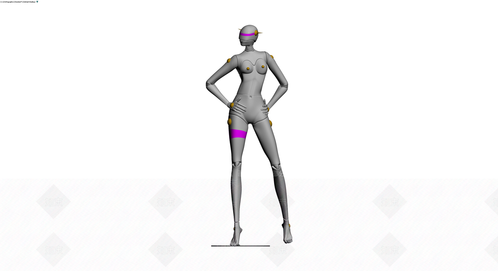 人形机器人灰模雕塑3D模型下载【ID:1230612589】