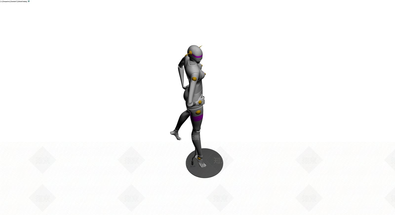 人形机器人灰模雕塑3D模型下载【ID:1230612589】