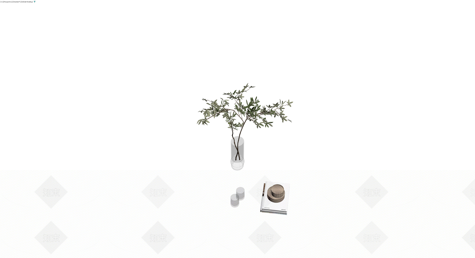 盆栽植物与书籍摆件组合3D模型下载【ID:1229661108】