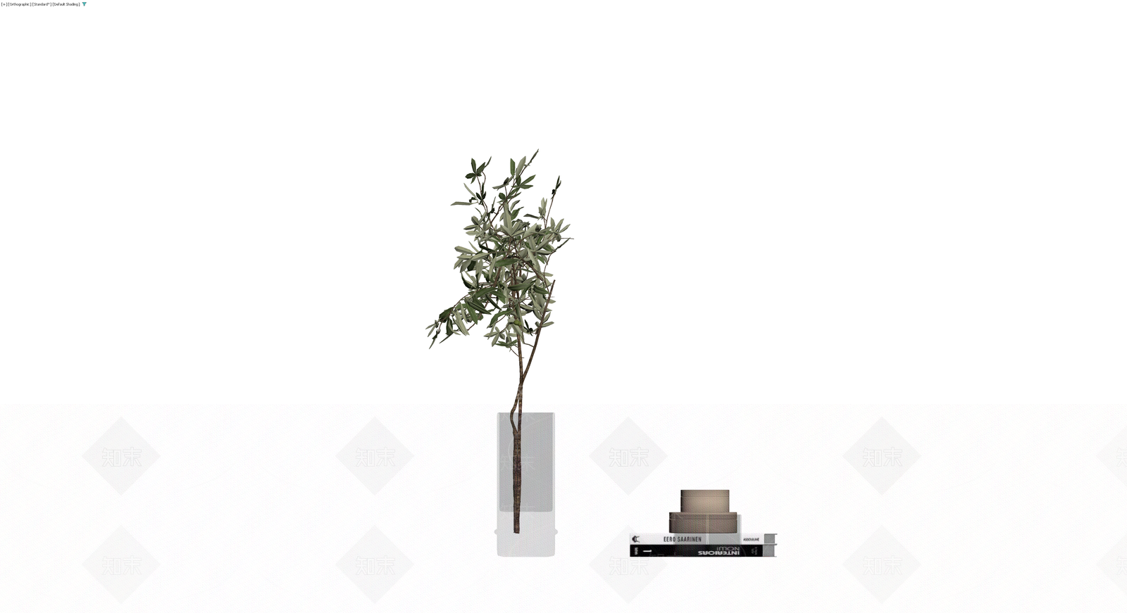 盆栽植物与书籍摆件组合3D模型下载【ID:1229661108】
