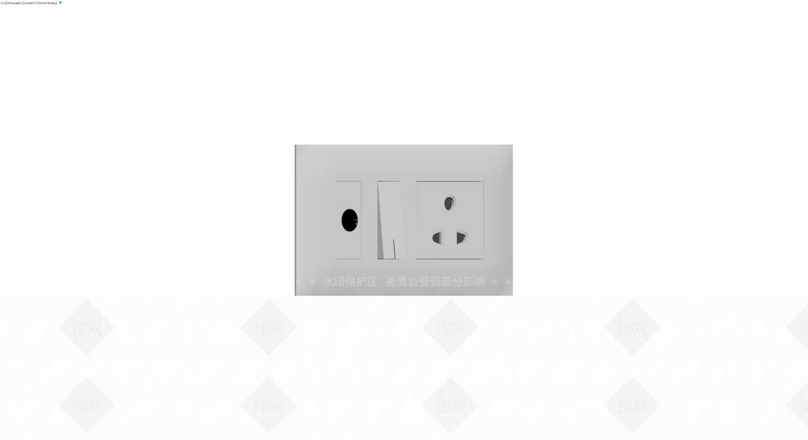 灰色三合一插座面板3D模型下载【ID:1230397106】