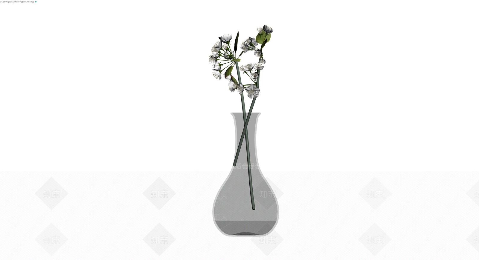 玻璃花瓶配花卉3D模型下载【ID:1230578921】