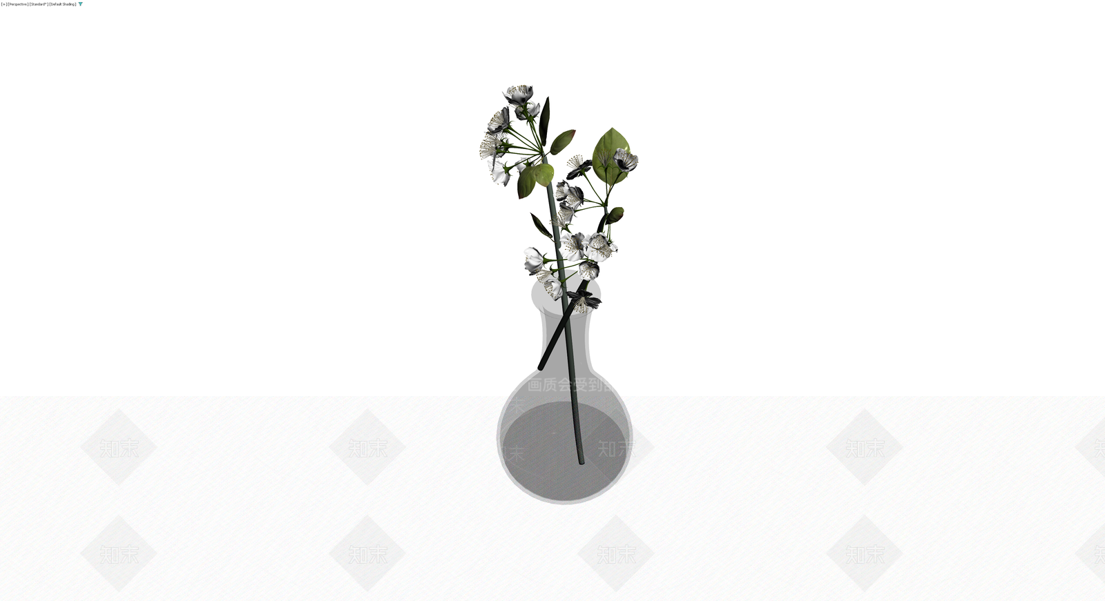 玻璃花瓶配花卉3D模型下载【ID:1230578921】