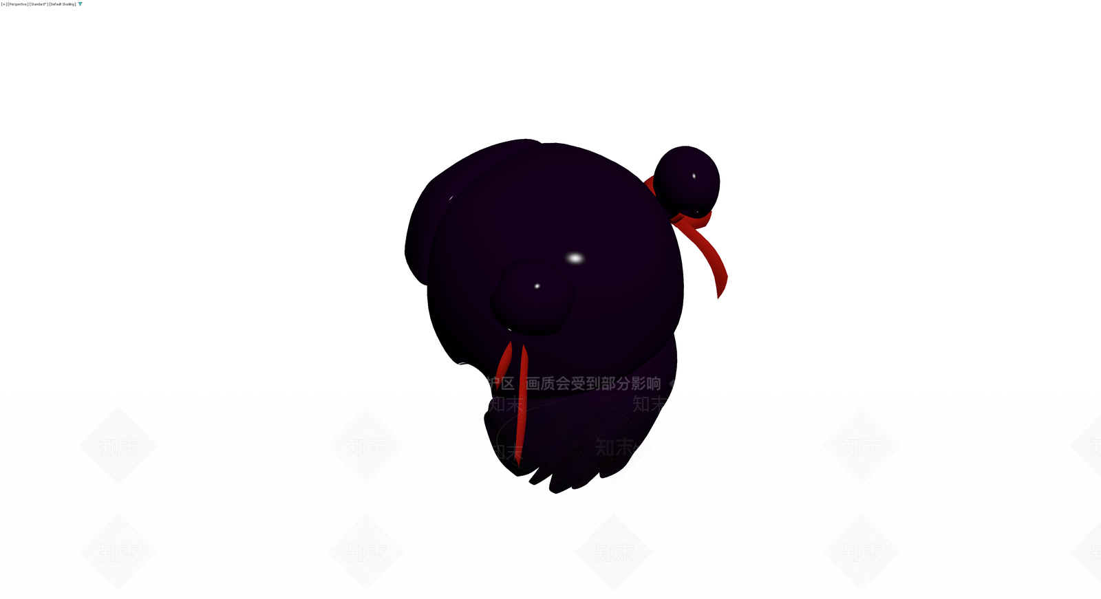 深紫色双丸子头发型3D模型下载【ID:1230320596】