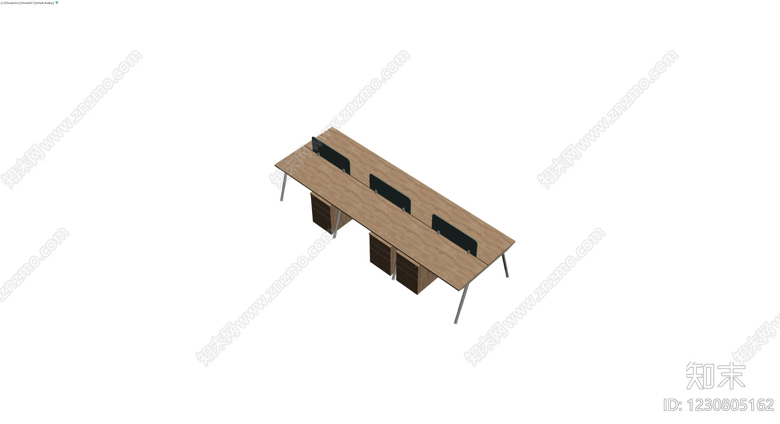 三人位办公桌椅组合3D模型下载【ID:1230805162】