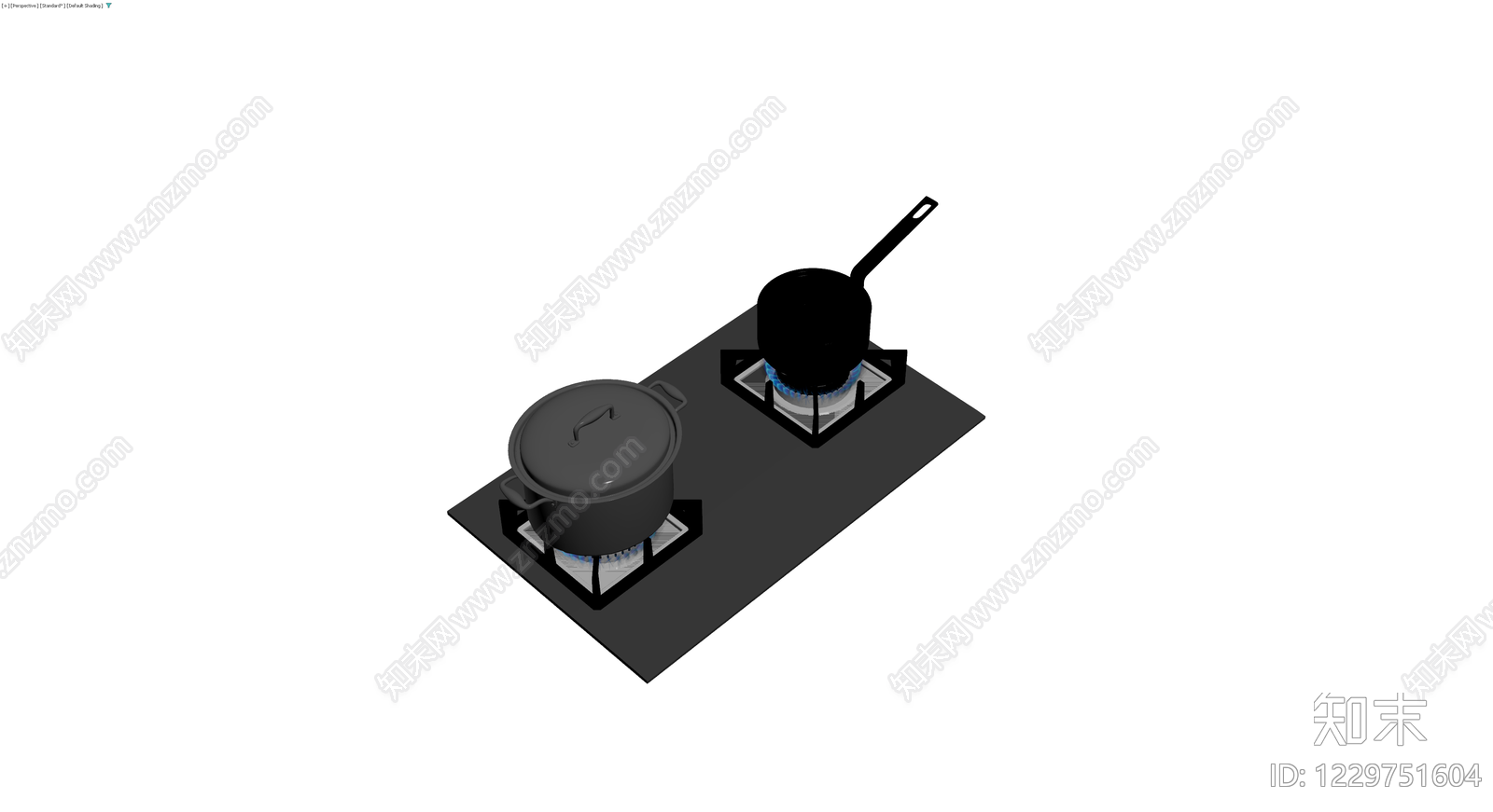 燃气灶具与锅具组合3D模型下载【ID:1229751604】