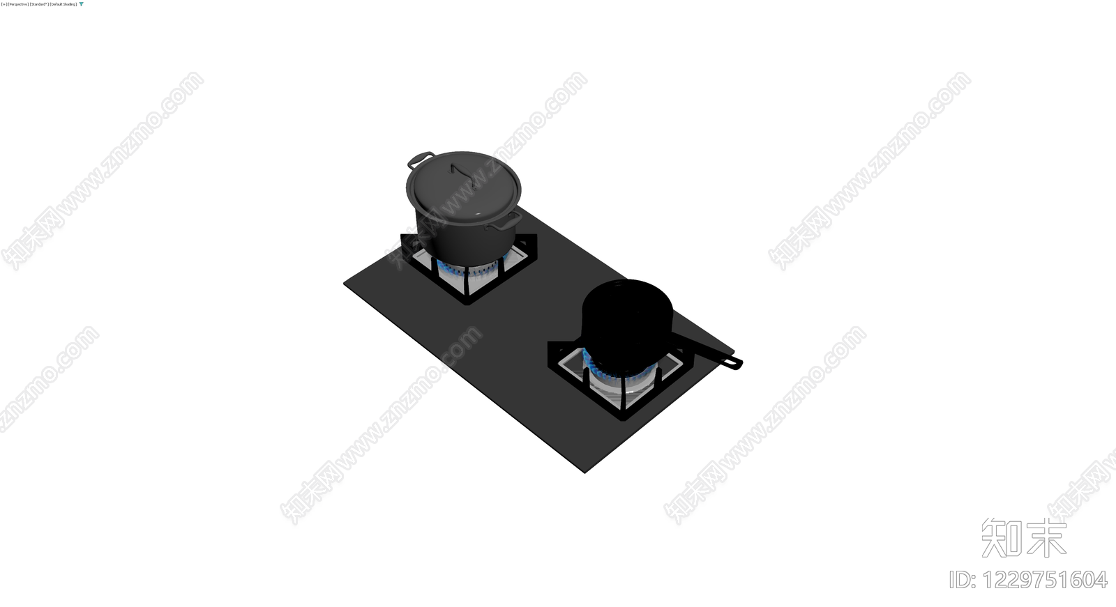 燃气灶具与锅具组合3D模型下载【ID:1229751604】
