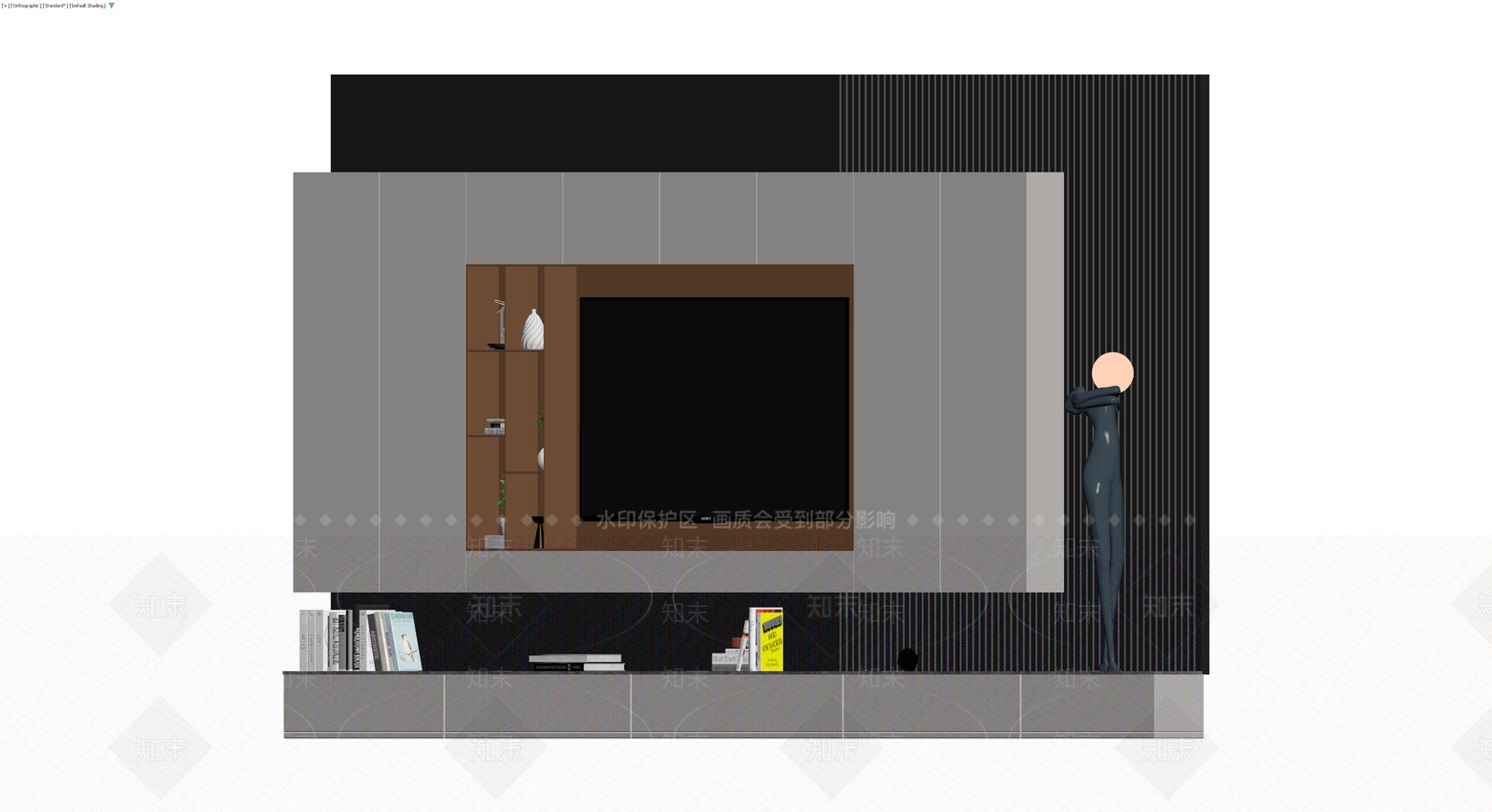 现代风格电视背景墙柜体3D模型下载【ID:1229681100】