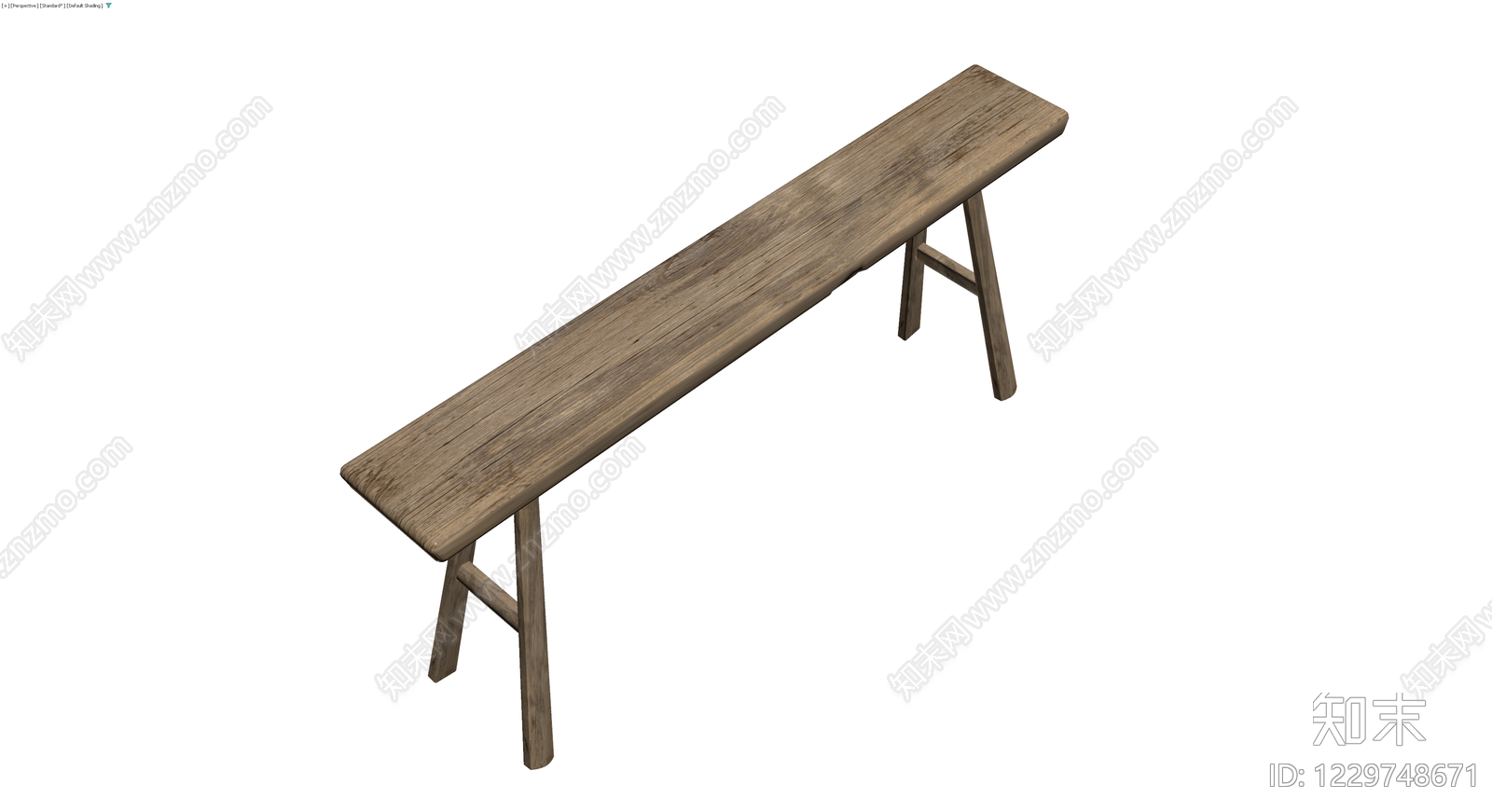 长条木质板凳3D模型下载【ID:1229748671】