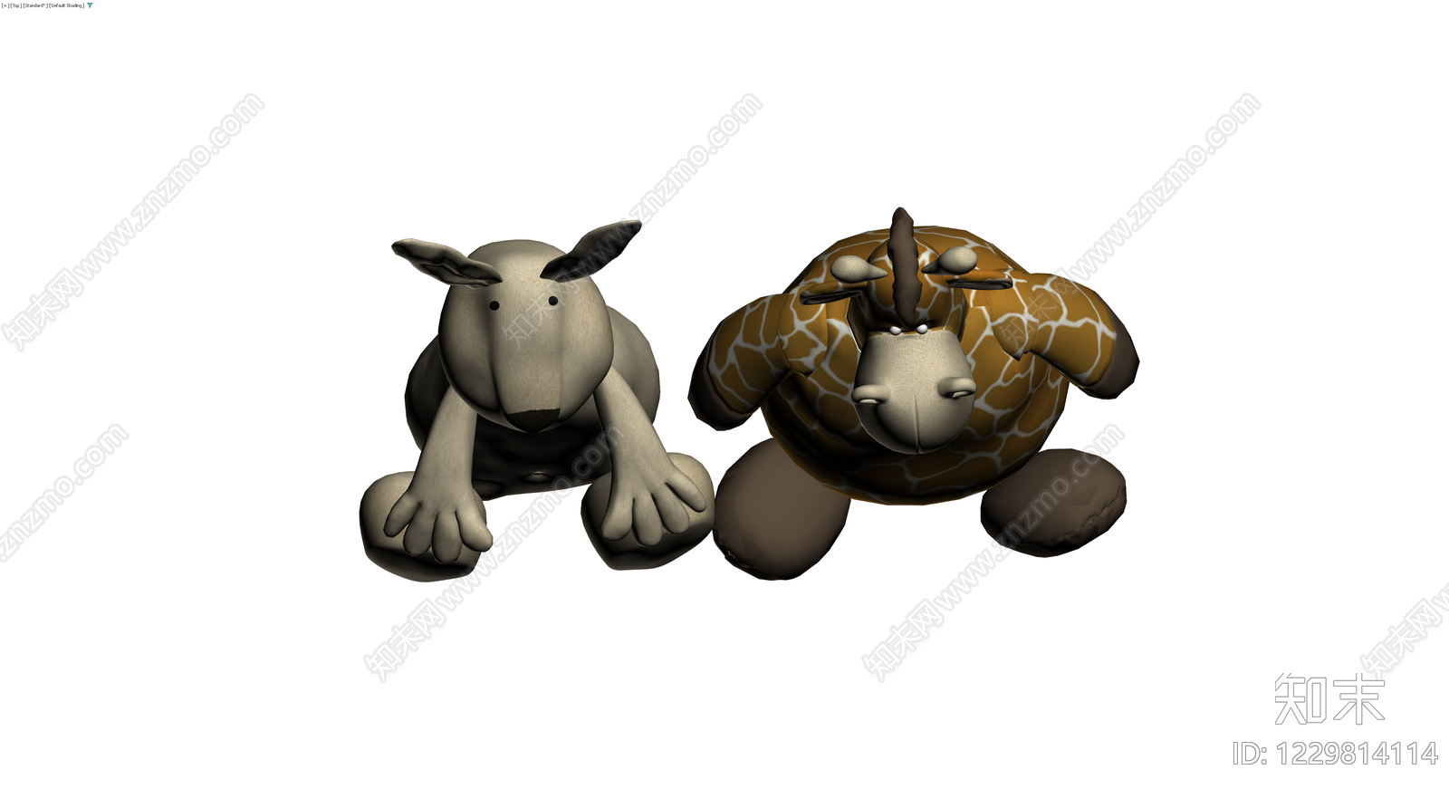 兔子与长颈鹿毛绒玩具组合3D模型下载【ID:1229814114】